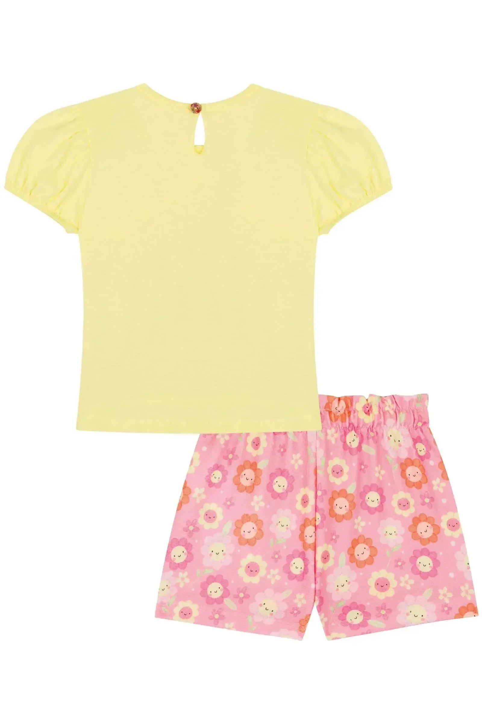 Conjunto de Blusa em Meia Malha e Shorts em Malha Favo 85099 Kukiê Infantil Menina
