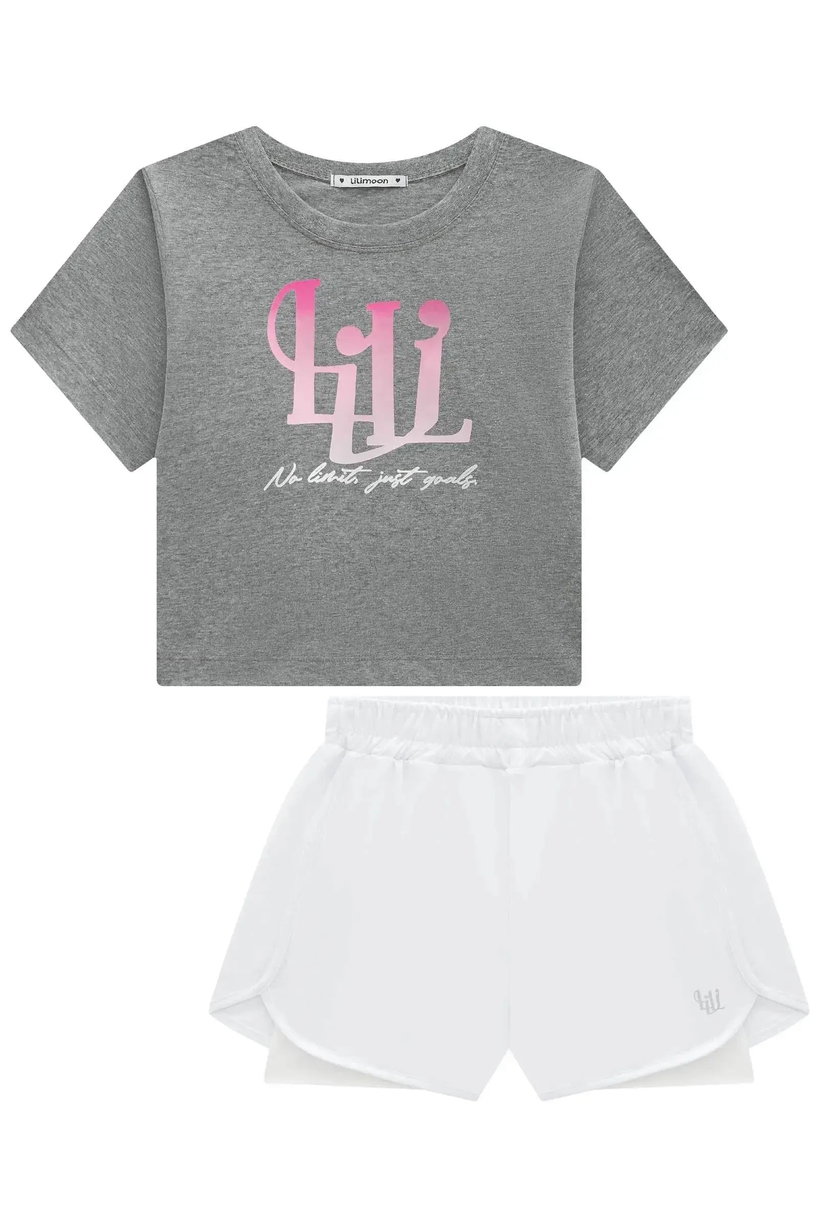 Conjunto de Blusa em Meia Malha e Shorts em Malha Yuki 96486 Lilimoon Teen Menina