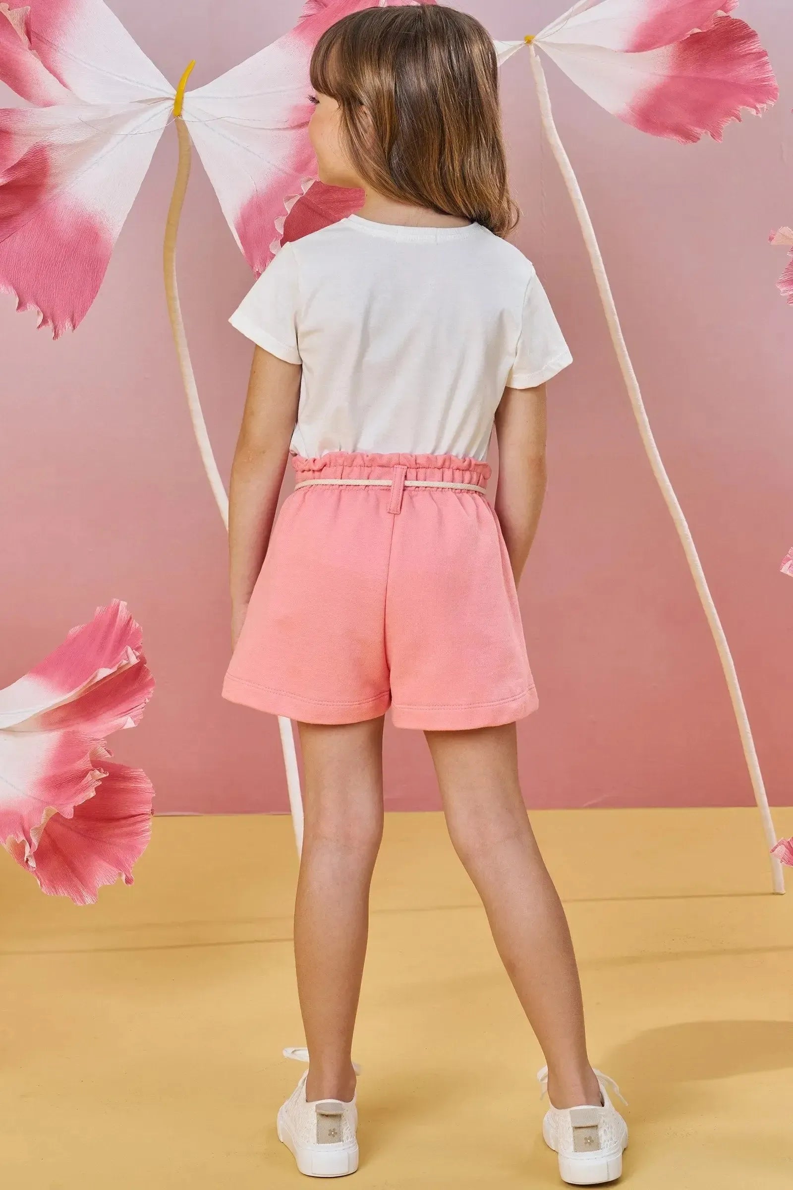 Conjunto de Blusa em Meia Malha e Shorts em Moletom sem Pelúcia 85175 Infanti Infantil Menina