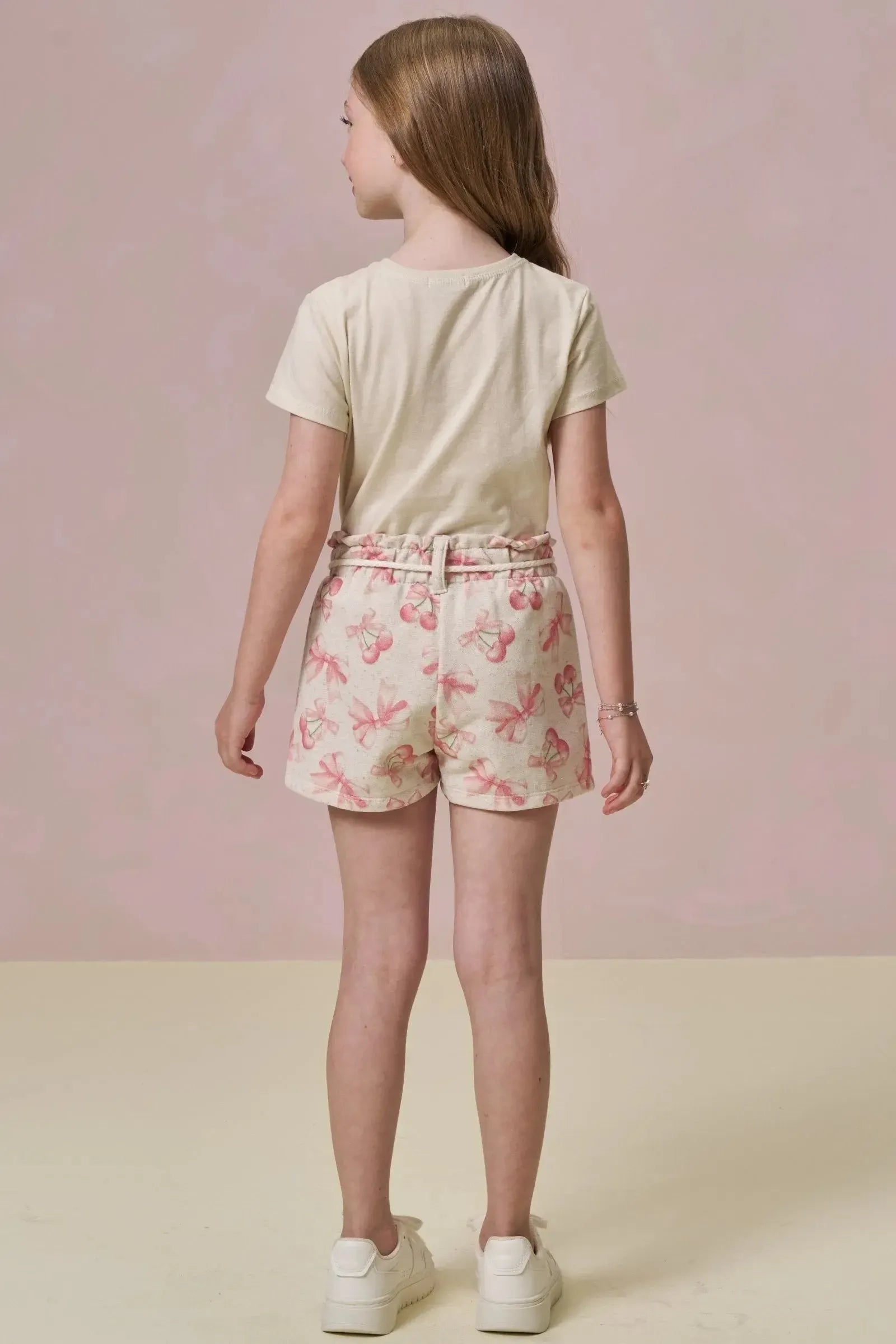 Conjunto de Blusa em Meia Malha e Shorts em Moletom sem Pelúcia 93393 Infanti Infantil Menina