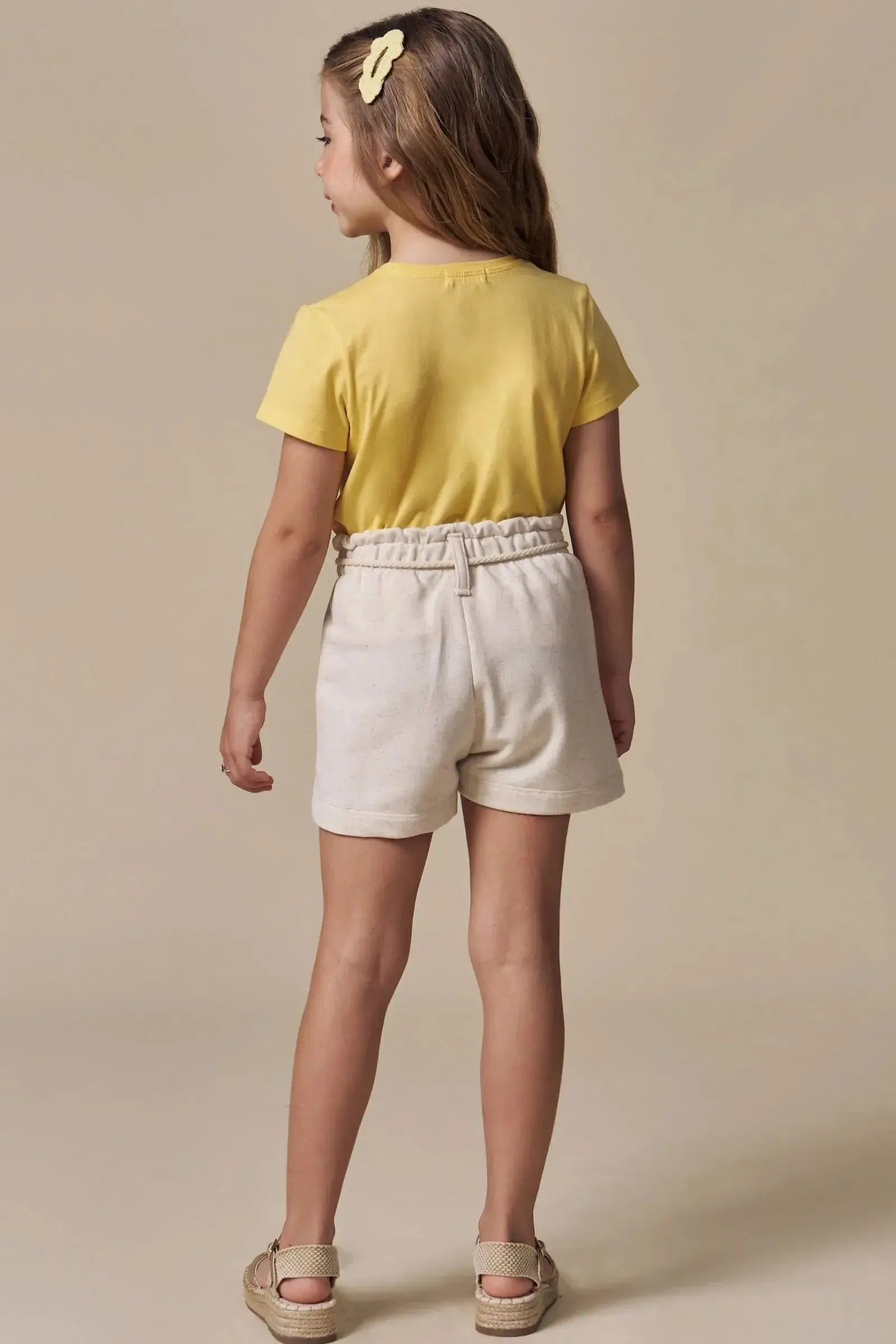 Conjunto de Blusa em Meia Malha e Shorts em Moletom sem Pelúcia 94932 Infanti Infantil Menina