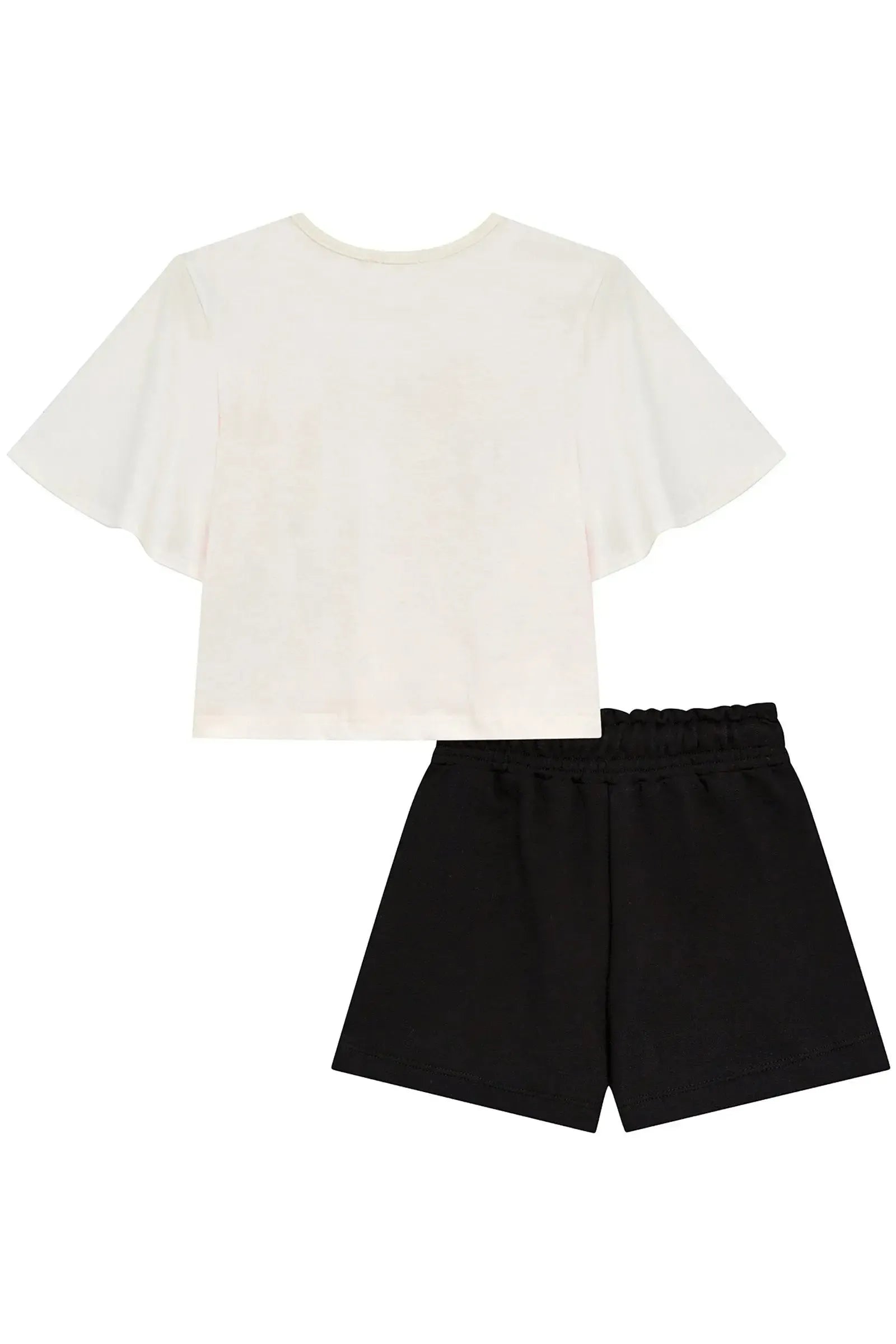 Conjunto de Blusa em Meia Malha e Shorts em Moletom sem Pelúcia 95061 Kukiê Infantil Menina