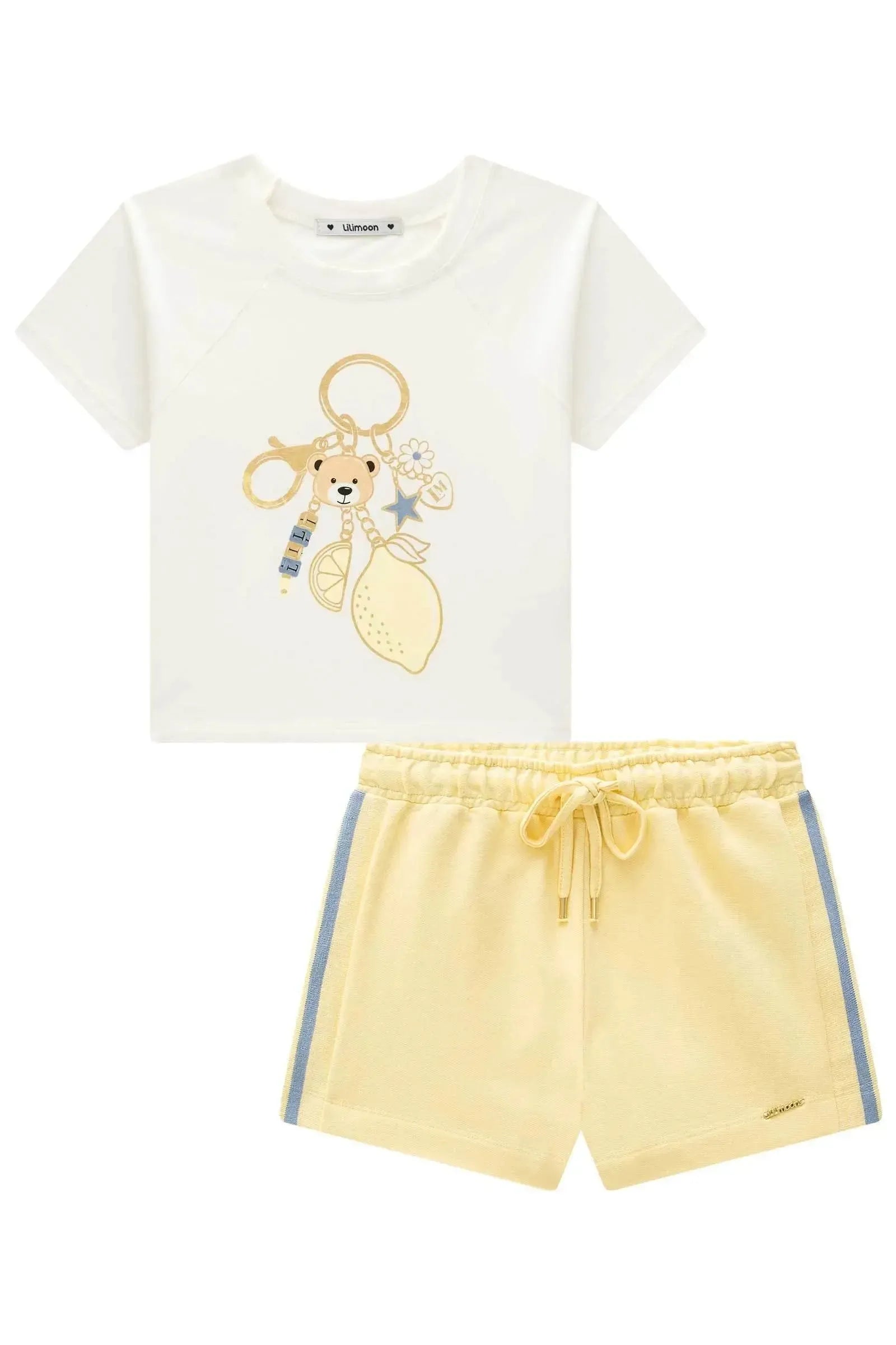 Conjunto de Blusa em Meia Malha e Shorts em Moletom sem Pelúcia 95908 Lilimoon Teen Menina