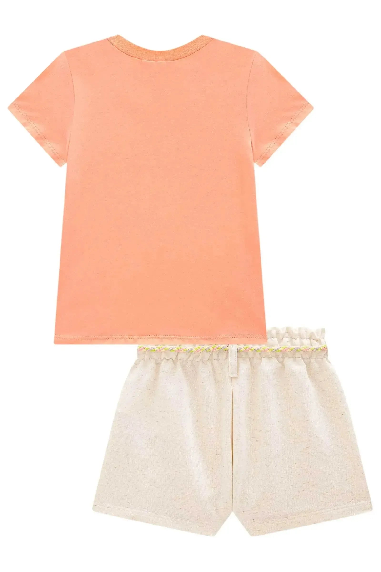 Conjunto de Blusa em Meia Malha e Shorts em Moletom sem Pelúcia 98372 Infanti Infantil Menina