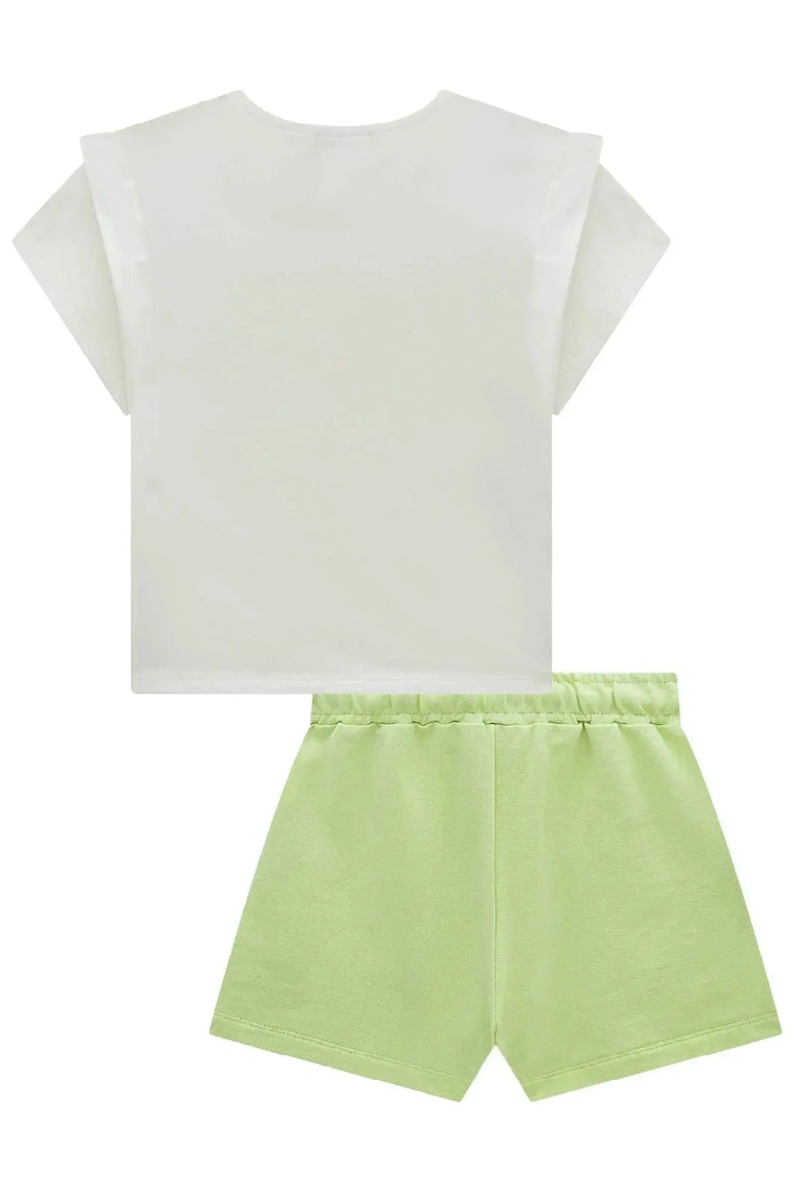 Conjunto de Blusa em Meia Malha e Shorts em Moletom sem Pelúcia 98499 Vic Teen Menina