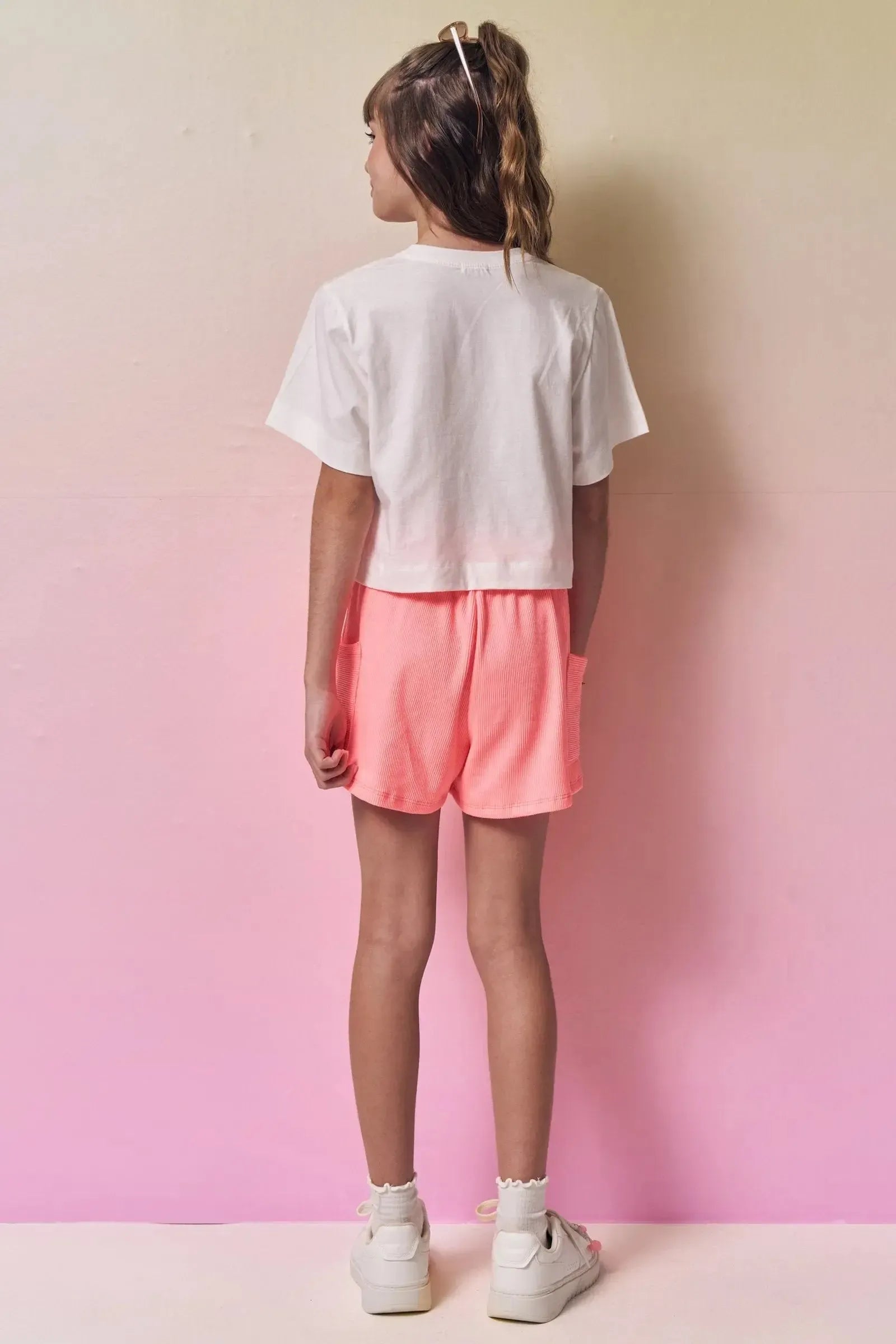 Conjunto de Blusa em Meia Malha e Shorts em Soft Line 96967 Vic&Vicky Teen Menina