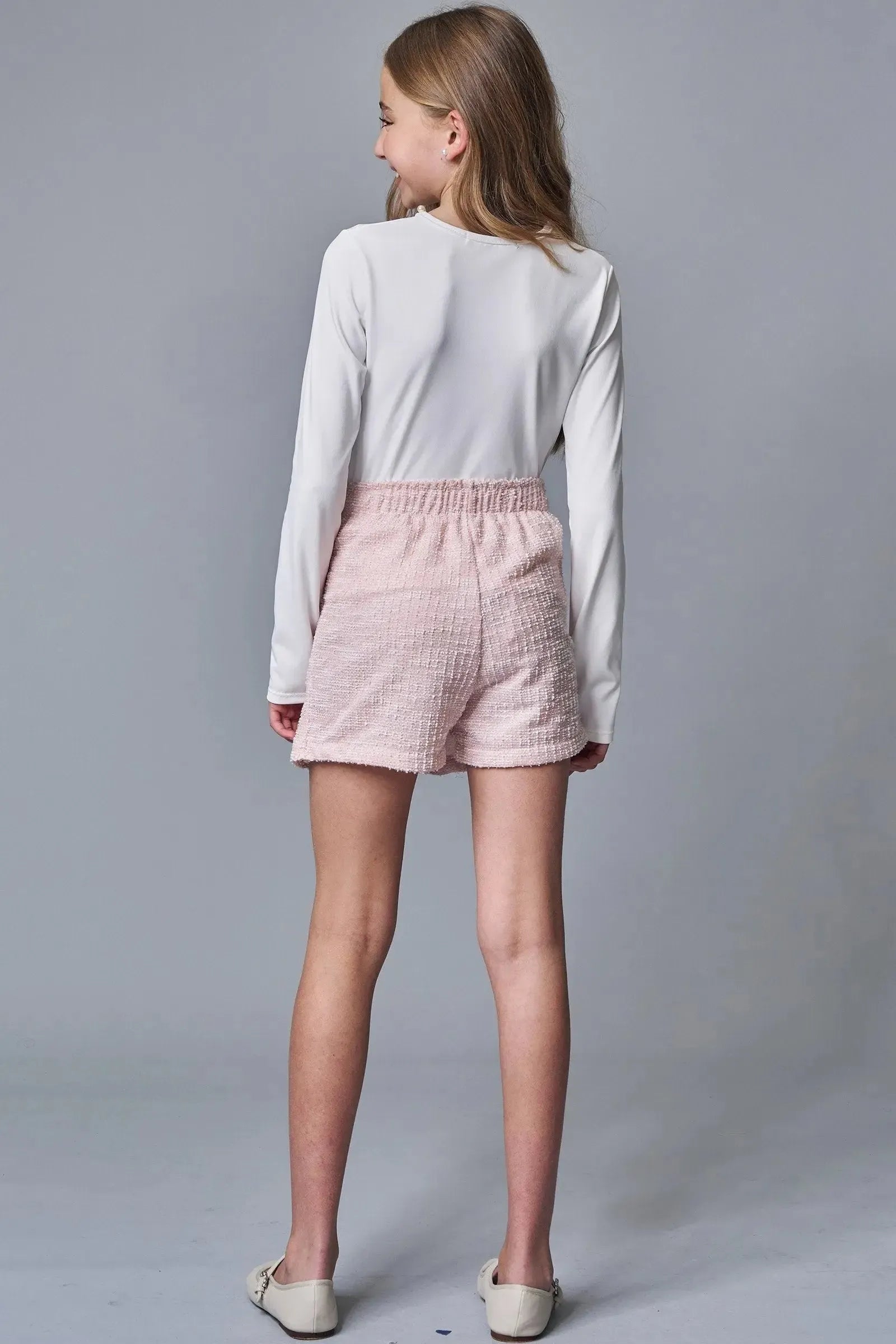 Conjunto de Blusa em Poliamida e Short Saia em Tweed London 90732 Lilimoon Teen Menina