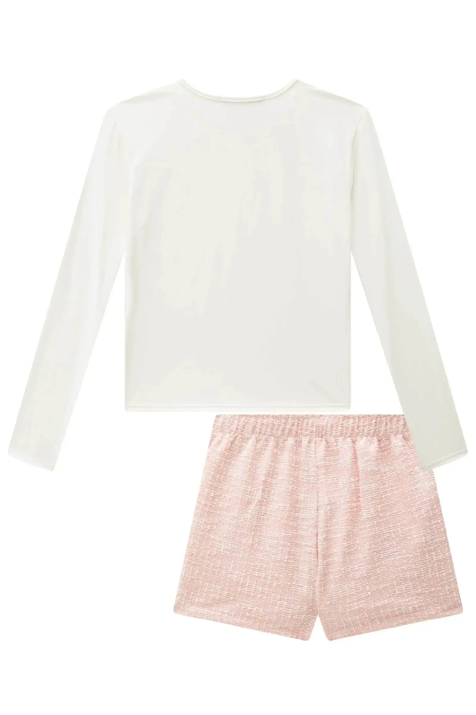 Conjunto de Blusa em Poliamida e Short Saia em Tweed London 90732 Lilimoon Teen Menina