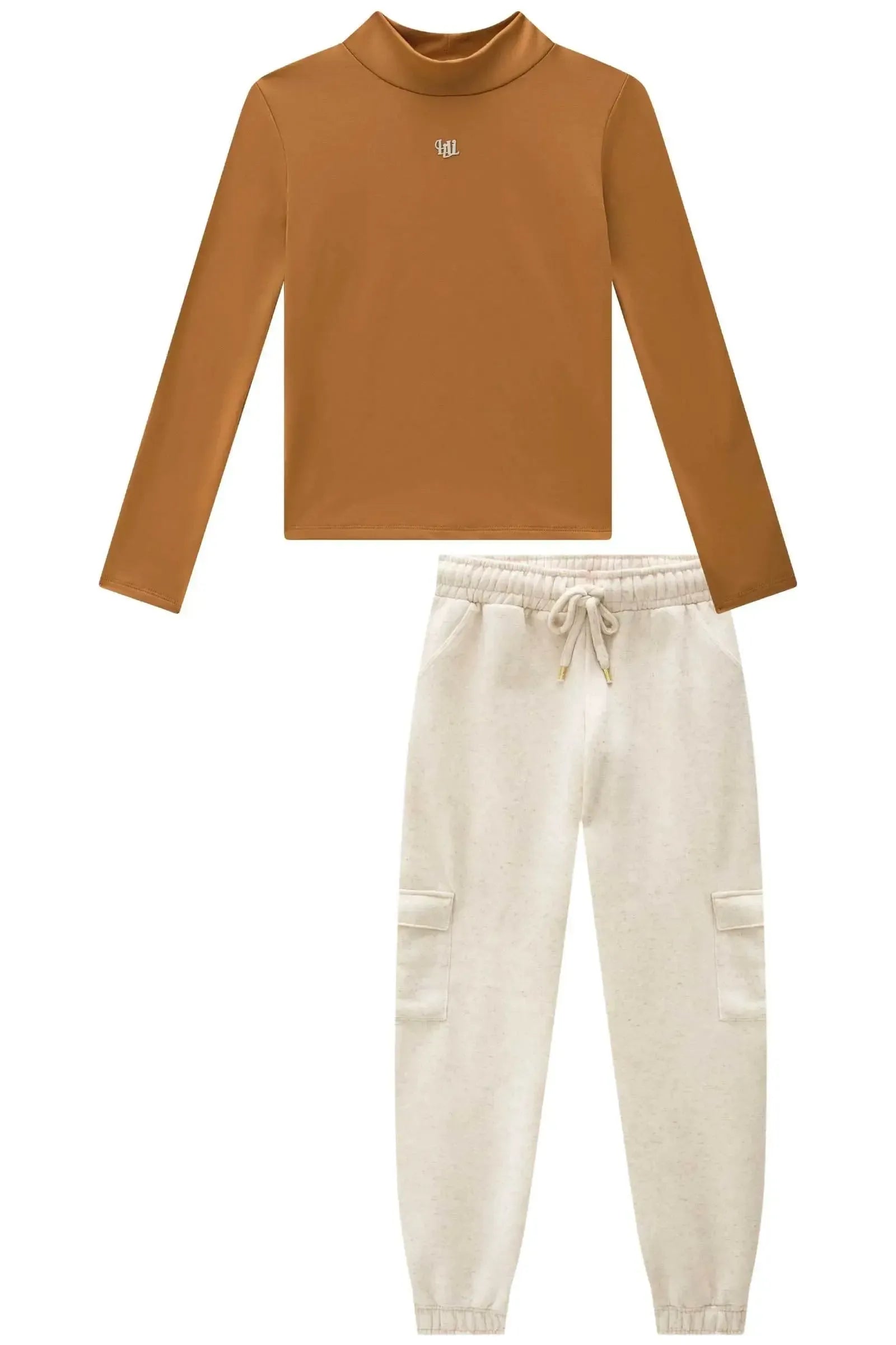 Conjunto de Blusa em Termoskin Peluciado e Calça Jogger em Moletom com Pelúcia 92191 Lilimoon Teen Menina
