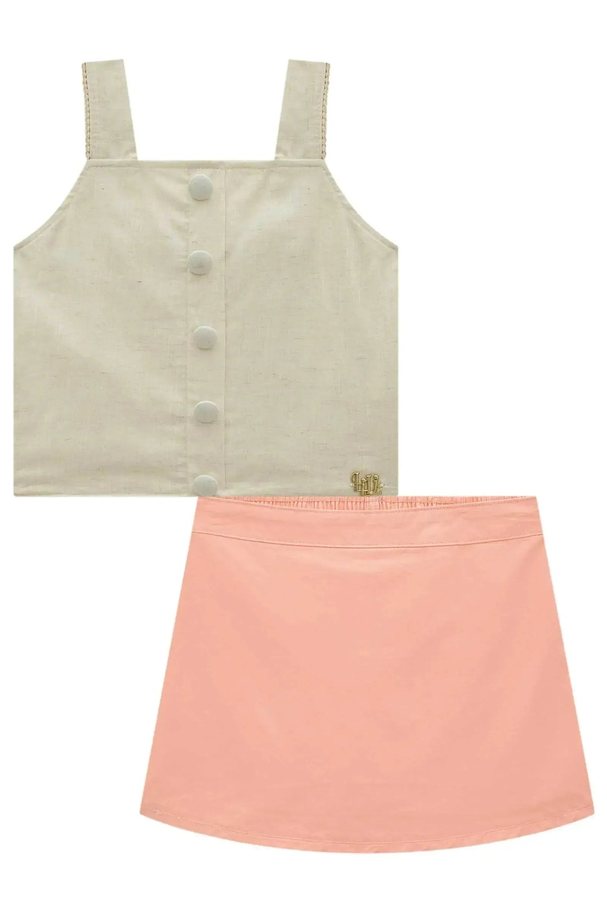 Conjunto de Blusa em Verano Linho e Short Saia em Sarja com Elastano 99460 Lilimoon Teen Menina
