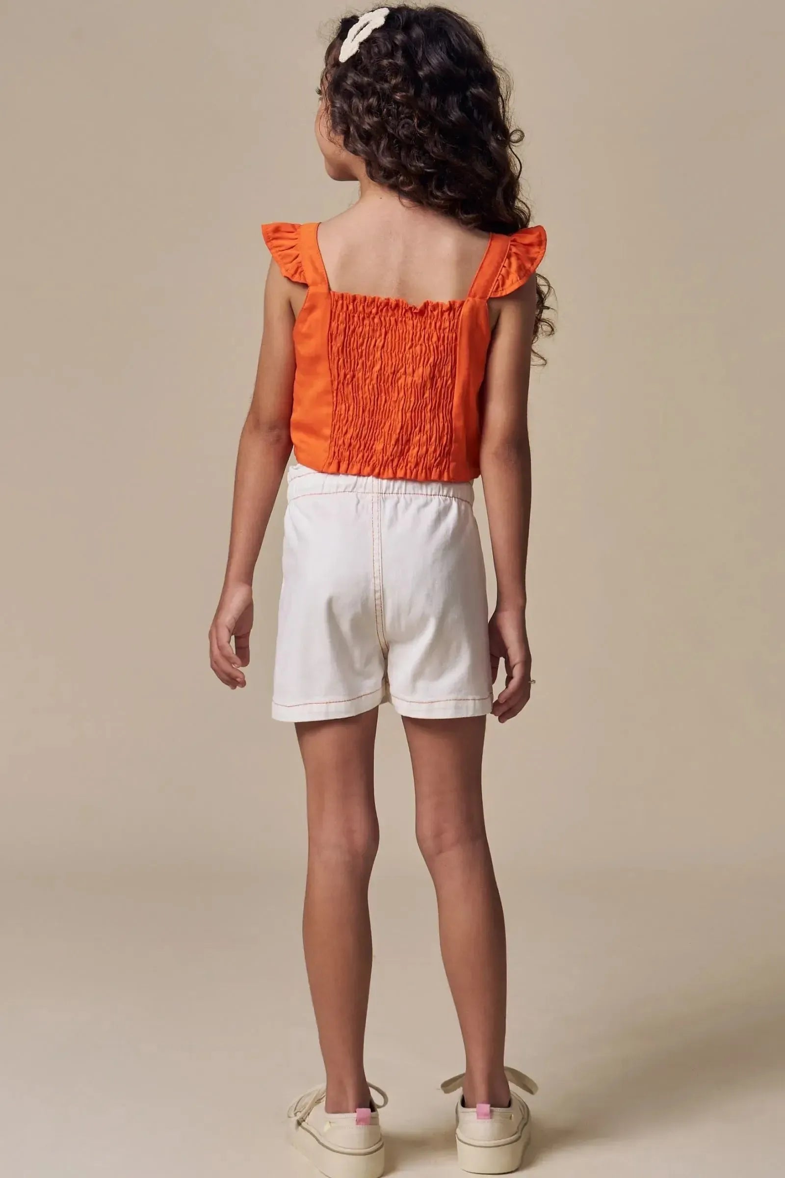 Conjunto de Blusa em Viscose e Shorts em Sarja com Elastano 93342 Infanti Infantil Menina