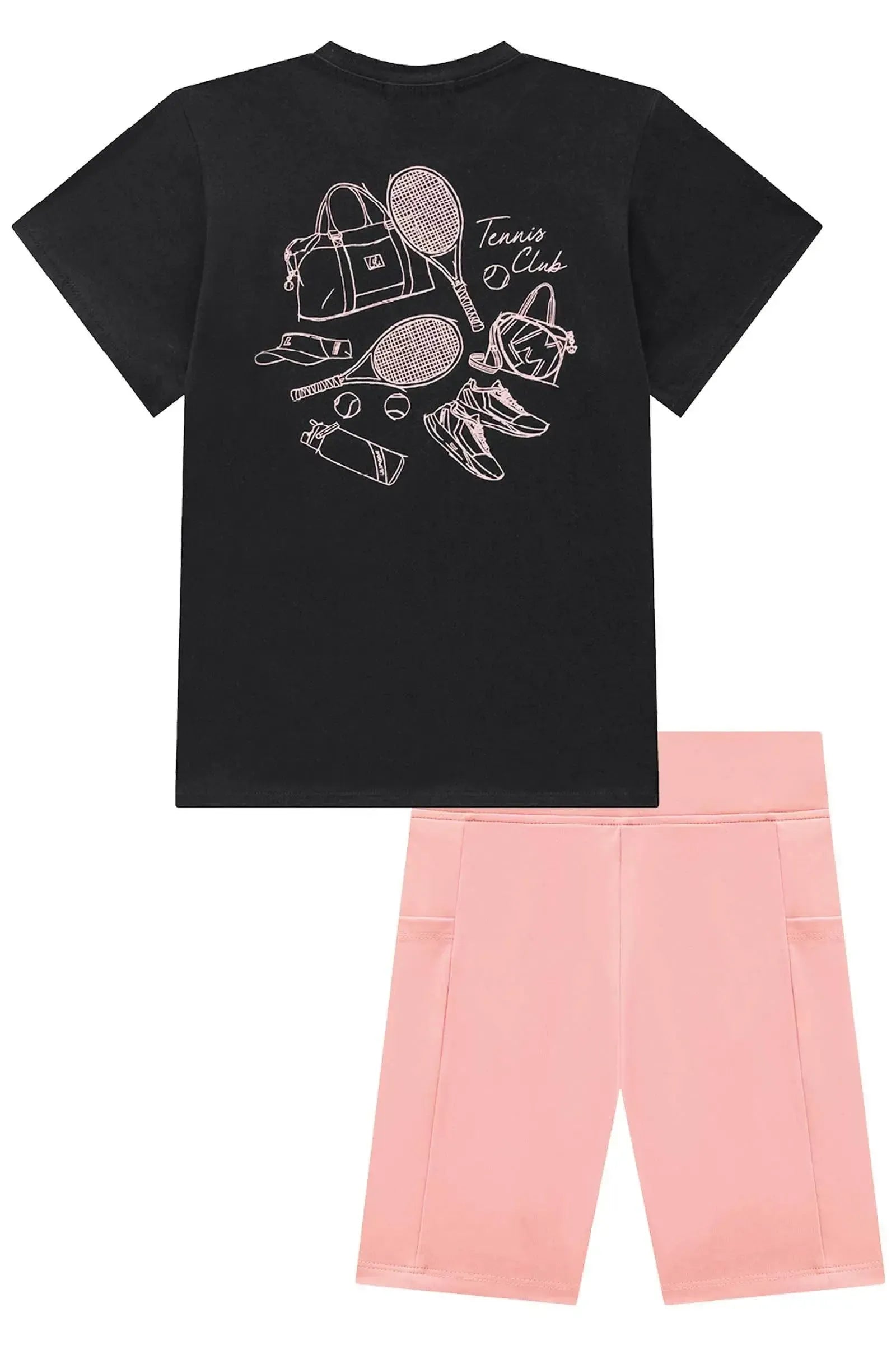 Conjunto de Blusa Over em Meia Malha e Bermuda Biker em Poliamida 92298 Lilimoon Teen Menina