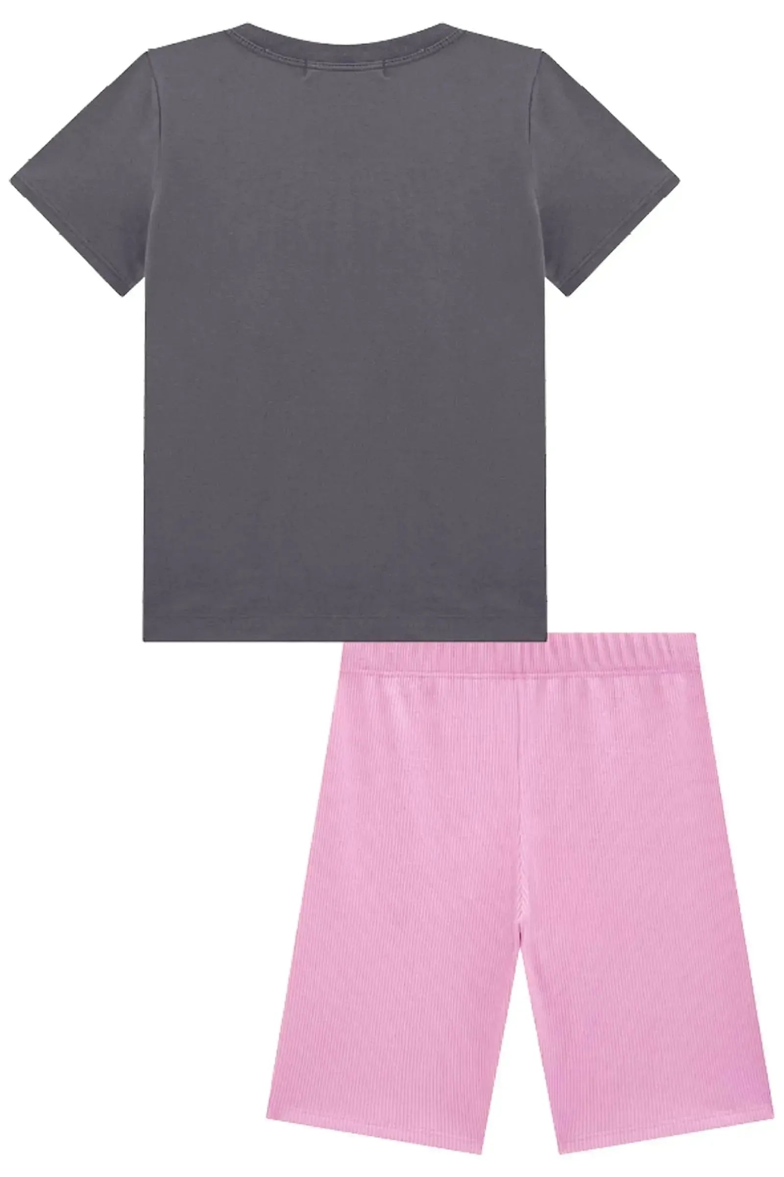 Conjunto de Blusa Over em Meia Malha e Biker em Soft Line 84408 Lilimoon Teen Menina