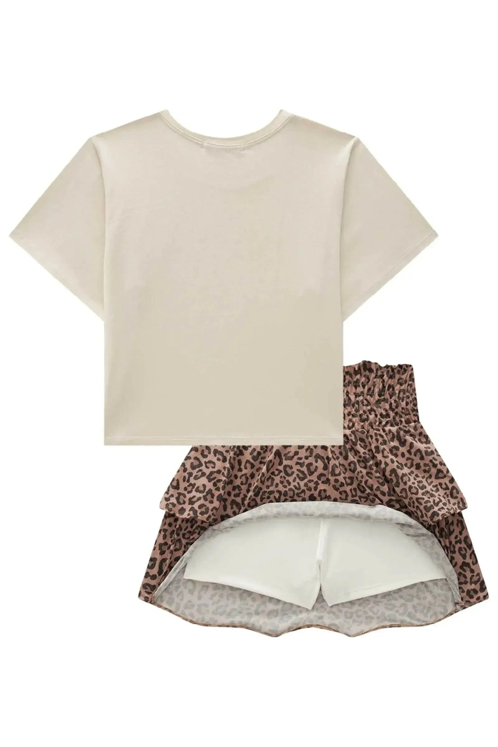 Conjunto de Blusa Over em Meia Malha e Saia em Tecido Light Peach com Shorts Embutido 84404 Lilimoon Teen Menina