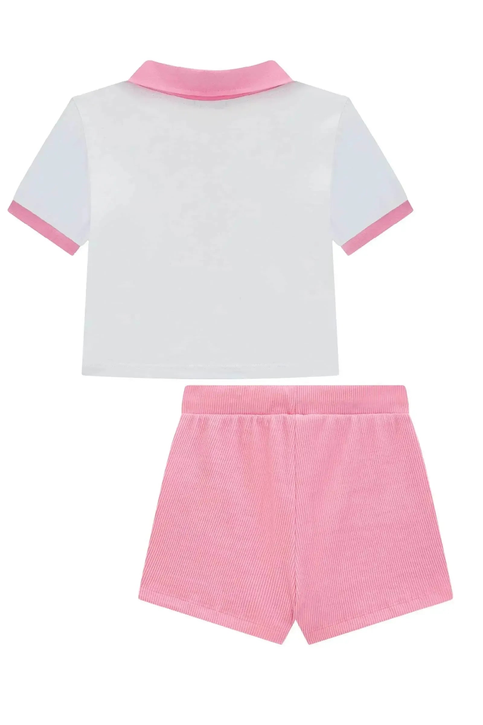 Conjunto de Blusa Polo em Meia Malha e Short Saia em Soft Line 94918 Infanti Infantil Menina