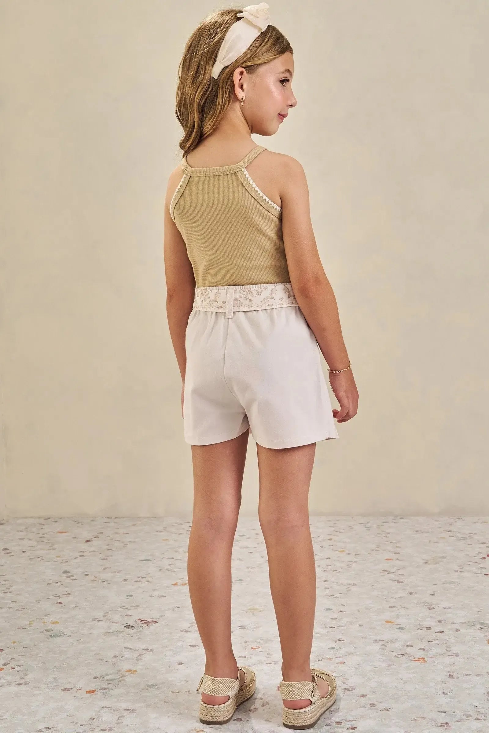 Conjunto de Blusa Regata em Canelado e Short Saia em Sarja com Elastano 84861 Infanti Infantil Menina