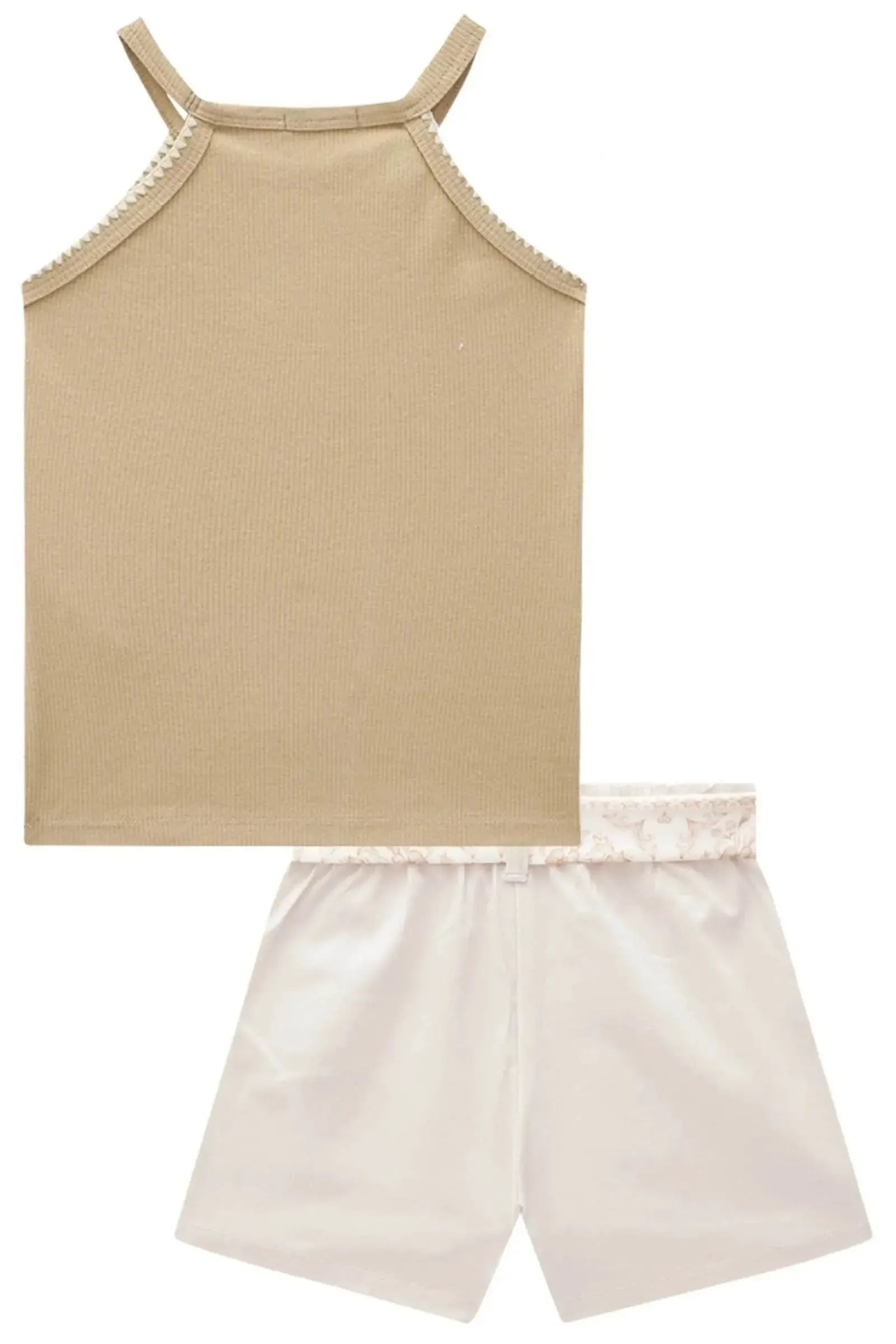 Conjunto de Blusa Regata em Canelado e Short Saia em Sarja com Elastano 84861 Infanti Infantil Menina