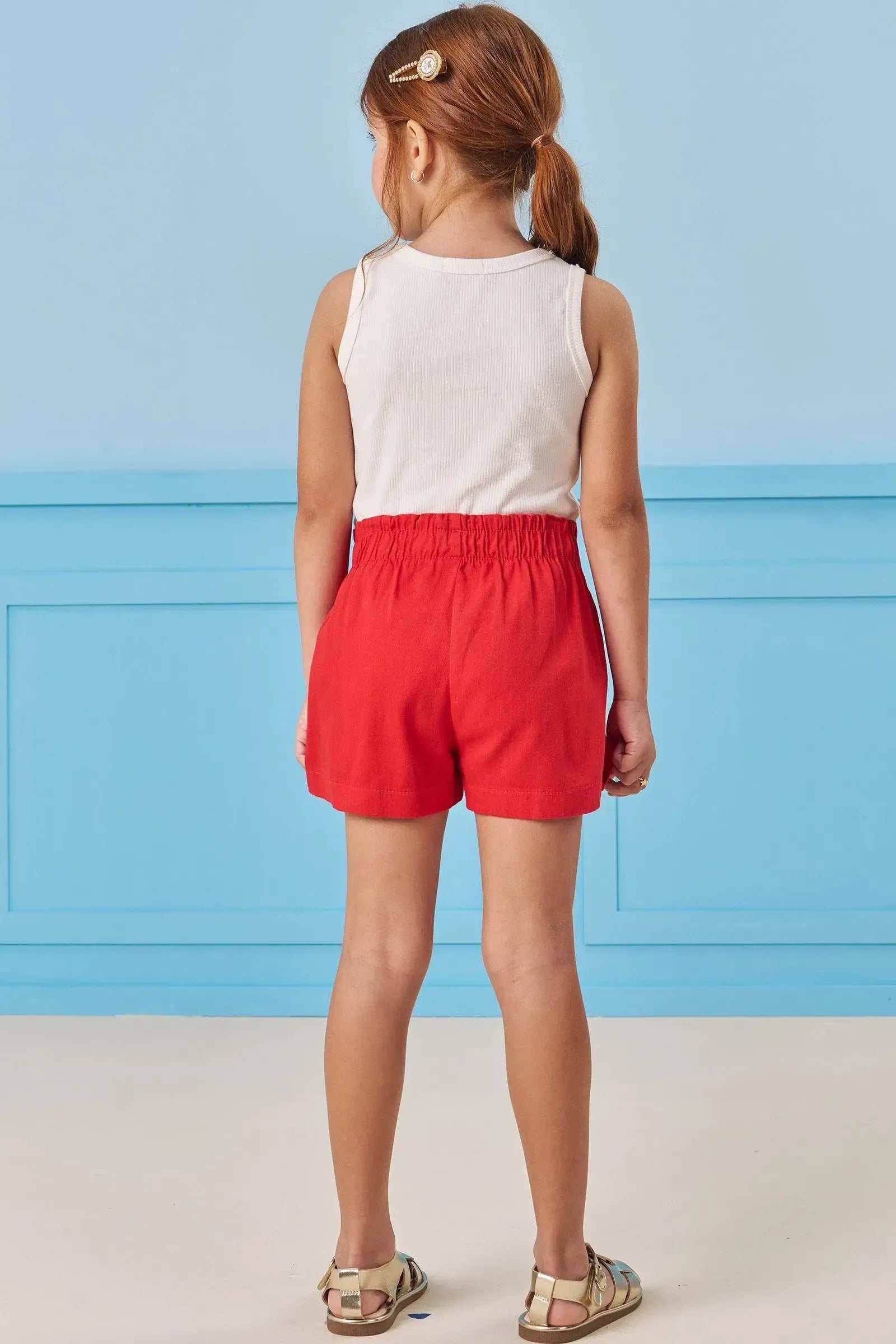 Conjunto de Blusa Regata em Canelado e Shorts em Sarja com Elastano 85755 Infanti Infantil Menina