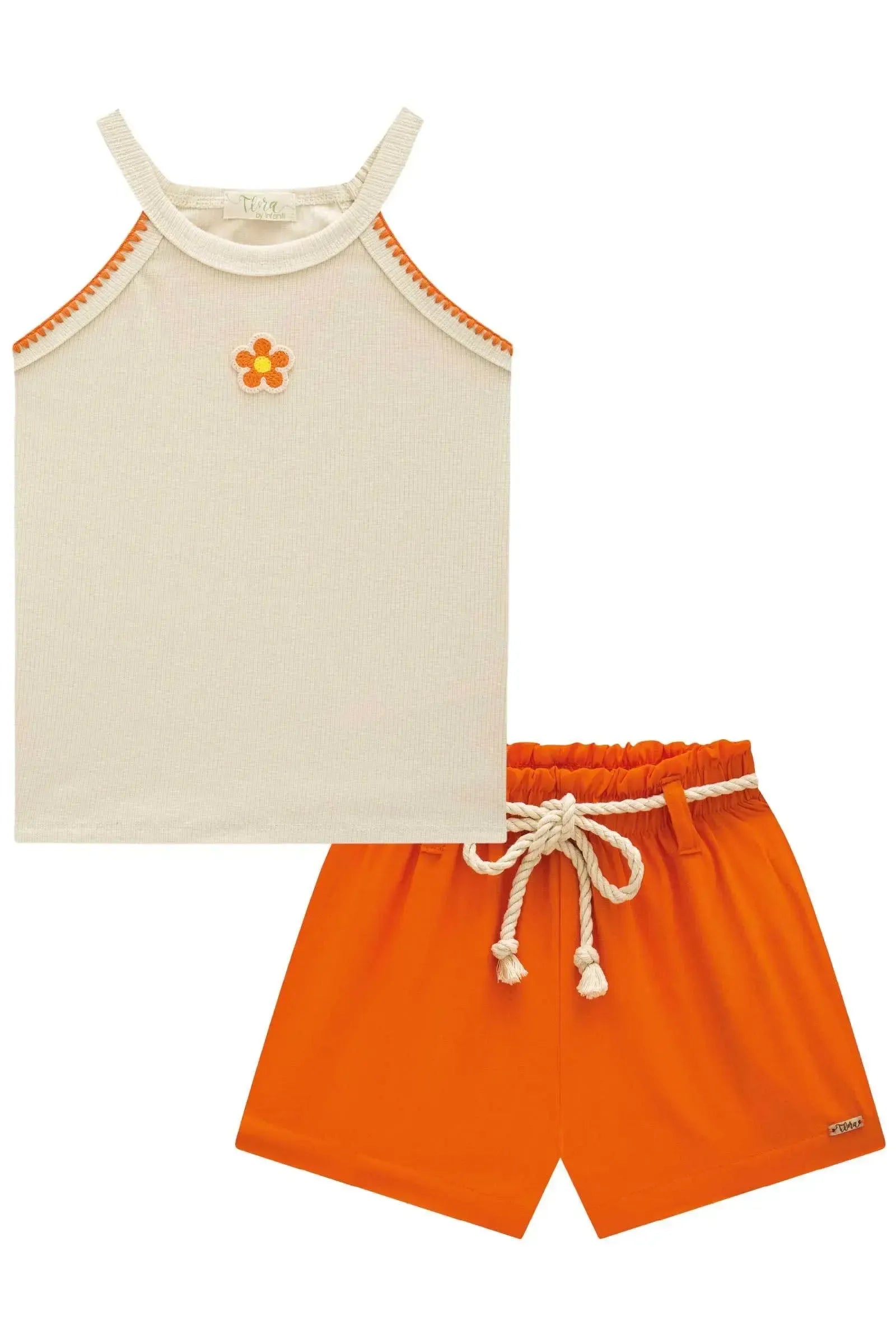 Conjunto de Blusa Regata em Canelado Liz com Shorts em Blend de Viscose 86526 Infanti Infantil Menina