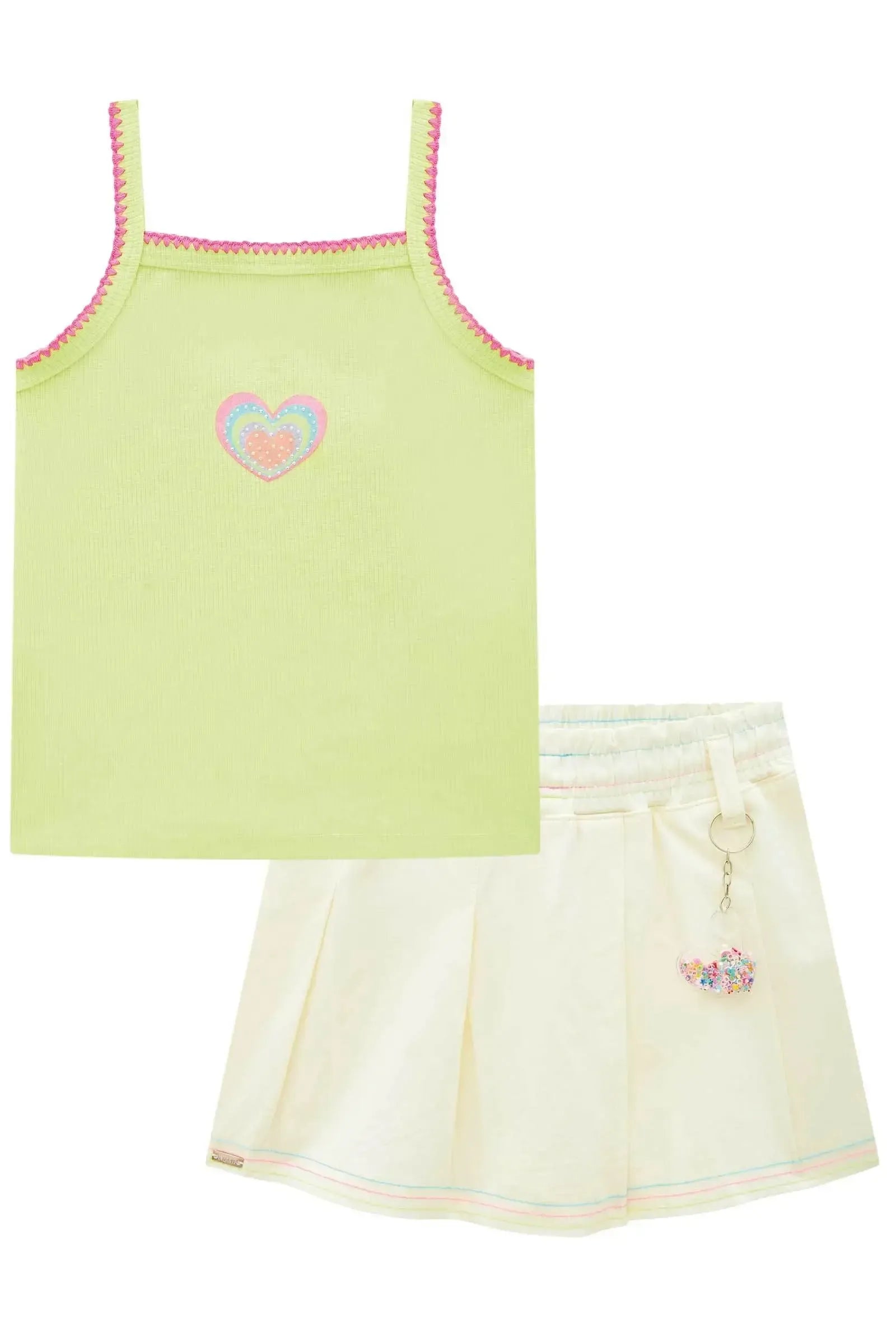Conjunto de Blusa Regata em Canelado Liz e Short Saia em Sarja com Elastano 86903 Infanti Infantil Menina