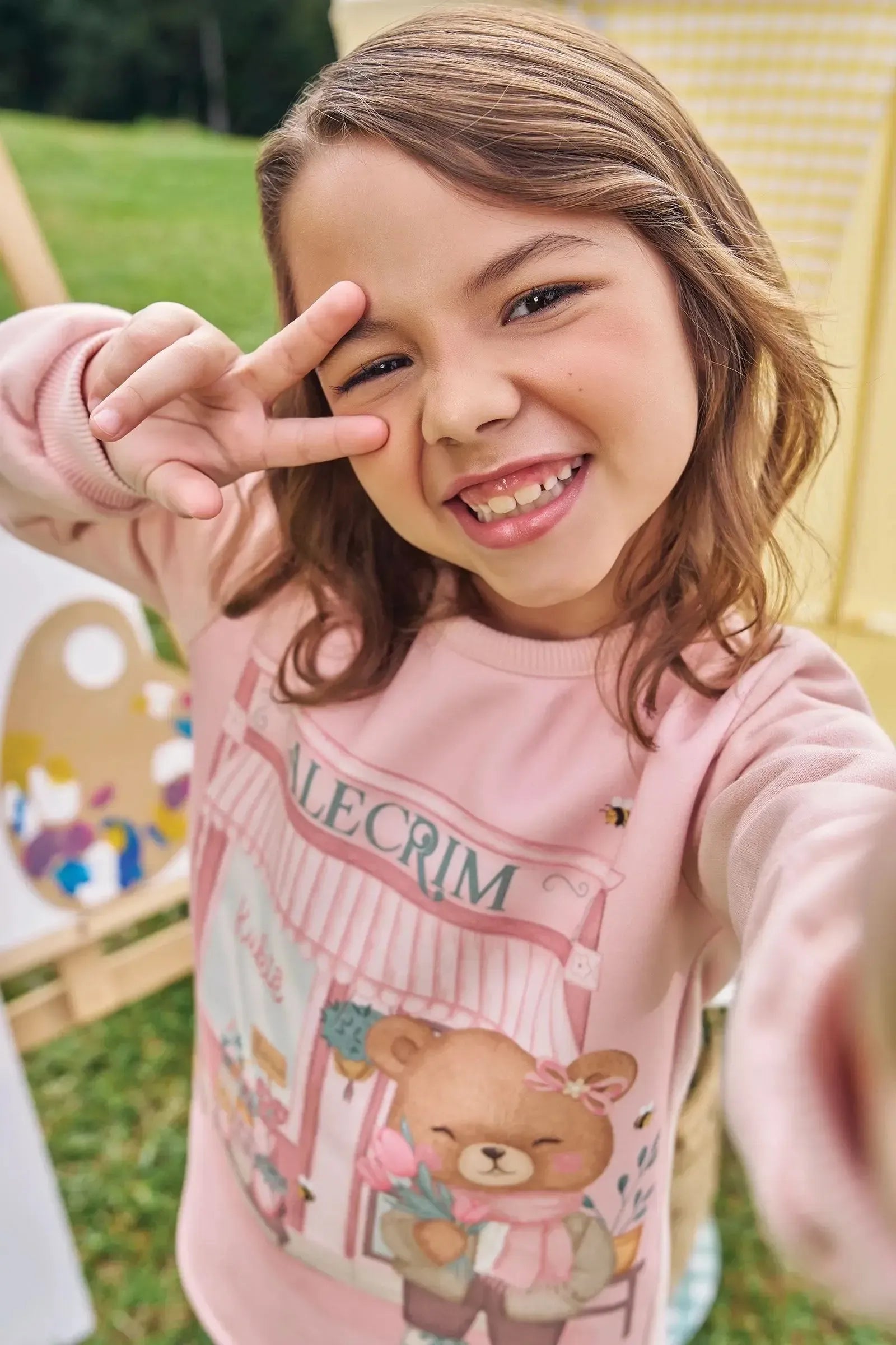 Conjunto de Blusão Alongado em Moletom com Pelúcia e Calça Legging em Canelado Comfy 89561 Kukiê Infantil Menina