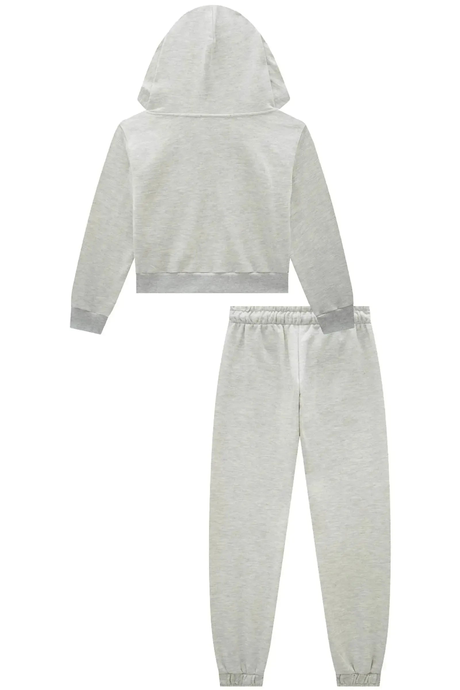Conjunto de Blusão Boxy com Capuz e Calça Jogger em Moletom com Pelúcia 91715 Lilimoon Teen Menina