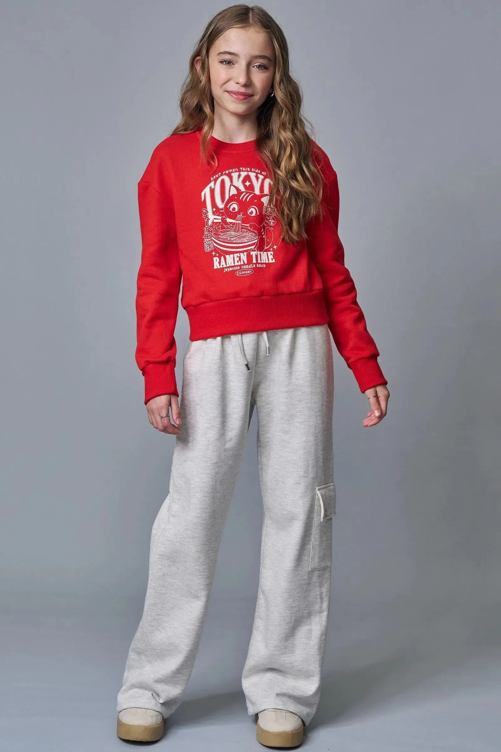 Conjunto de Blusão Boxy e Calça em Moletom com Pelúcia 91688 Lilimoon Teen Menina