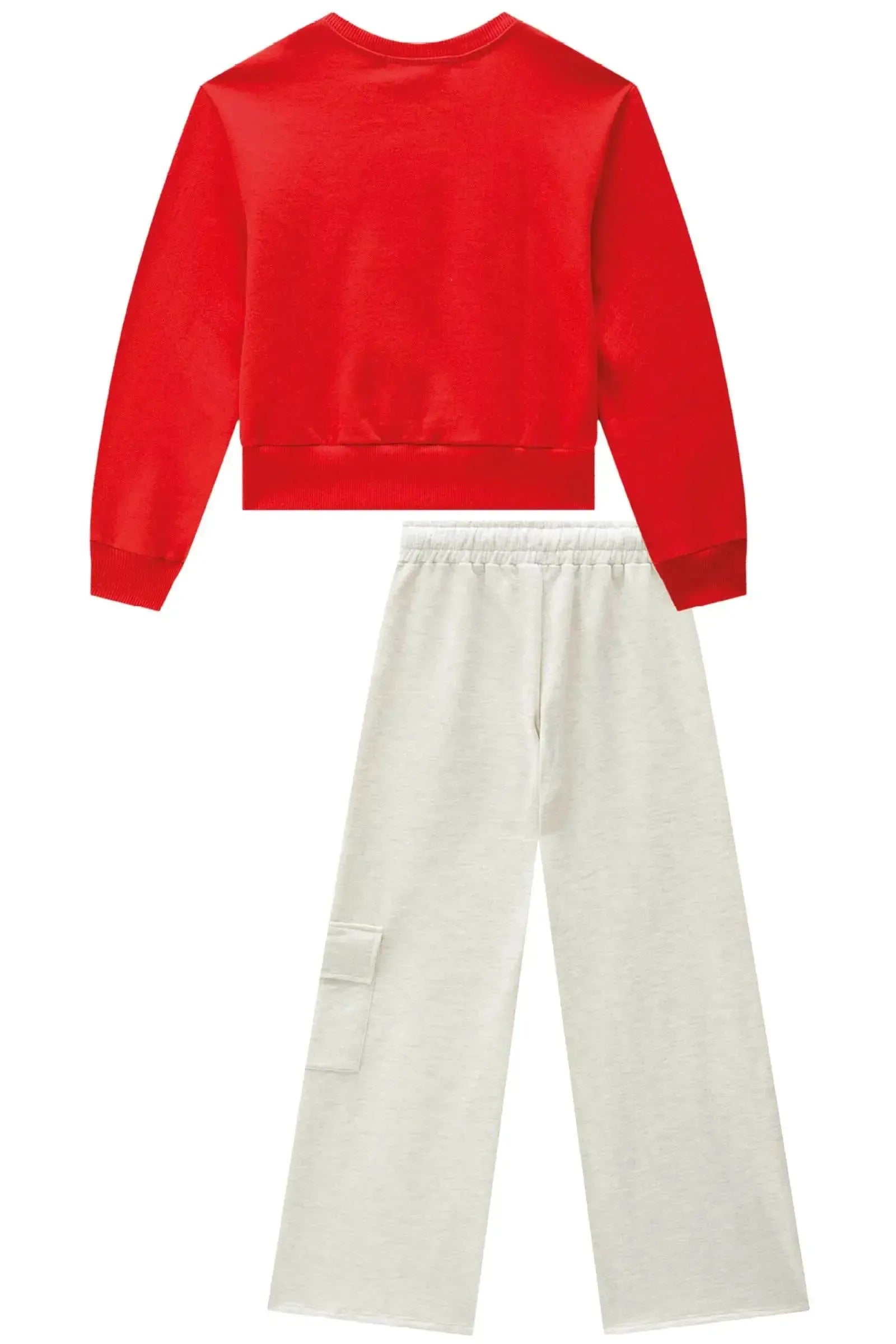 Conjunto de Blusão Boxy e Calça em Moletom com Pelúcia 91688 Lilimoon Teen Menina