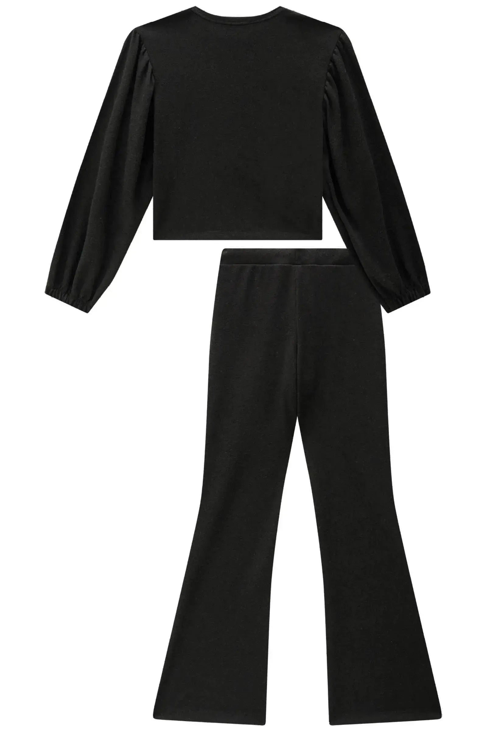 Conjunto de Blusão Boxy e Calça Flare em Tricot Melange 90716 Lilimoon Teen Menina