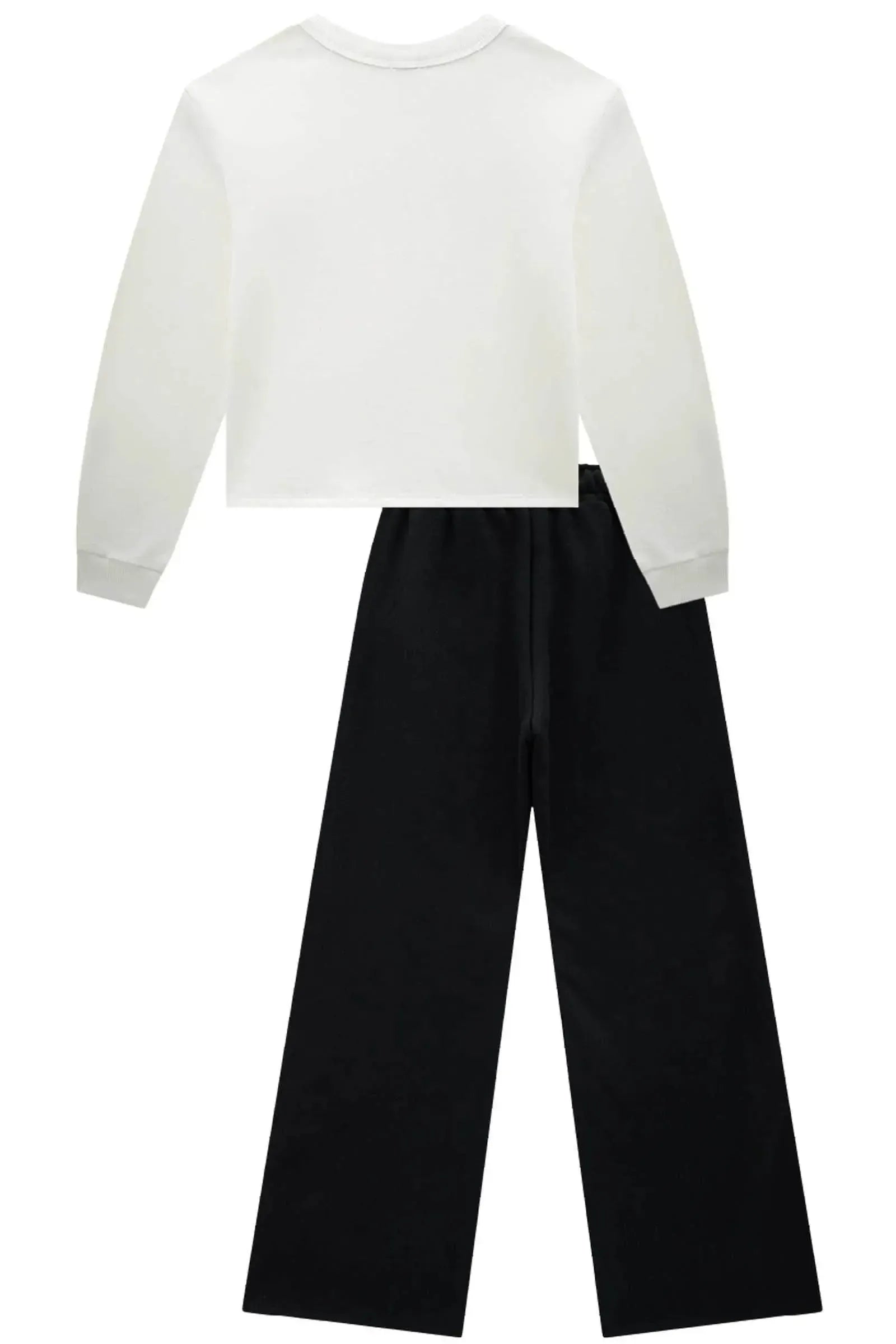 Conjunto de Blusão Boxy e Calça Wide Leg em Moletom com Pelúcia 90844 Vic&Vicky Teen Menina