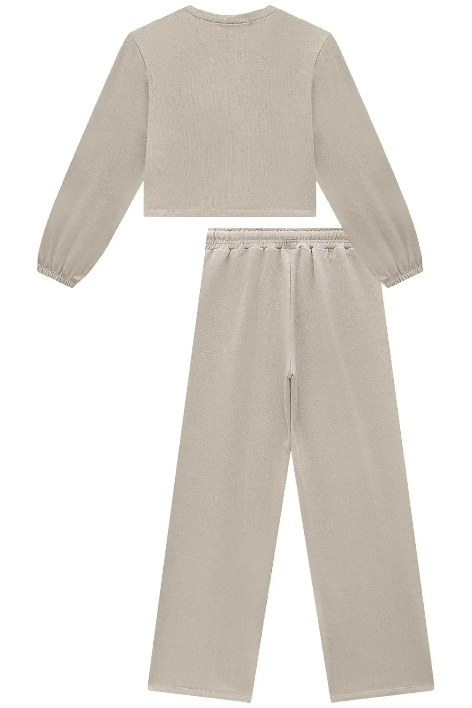 Conjunto de Blusão Boxy e Calça Wide Leg em Moletwill 89647 Lilimoon Teen Menina