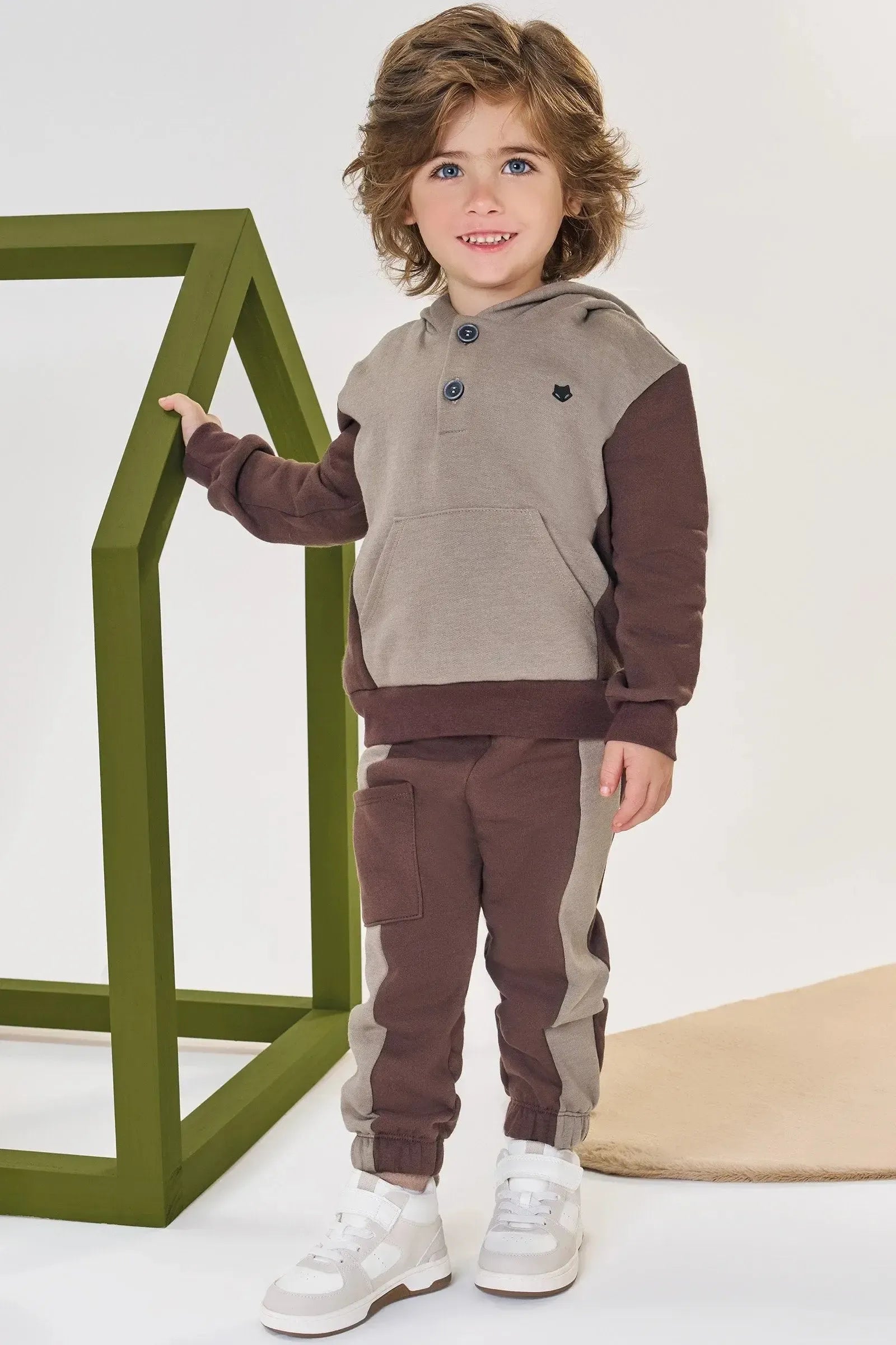 Conjunto de Blusão e Calça em Moletom com Pelúcia 90670 Johnny Fox Bebê Menino