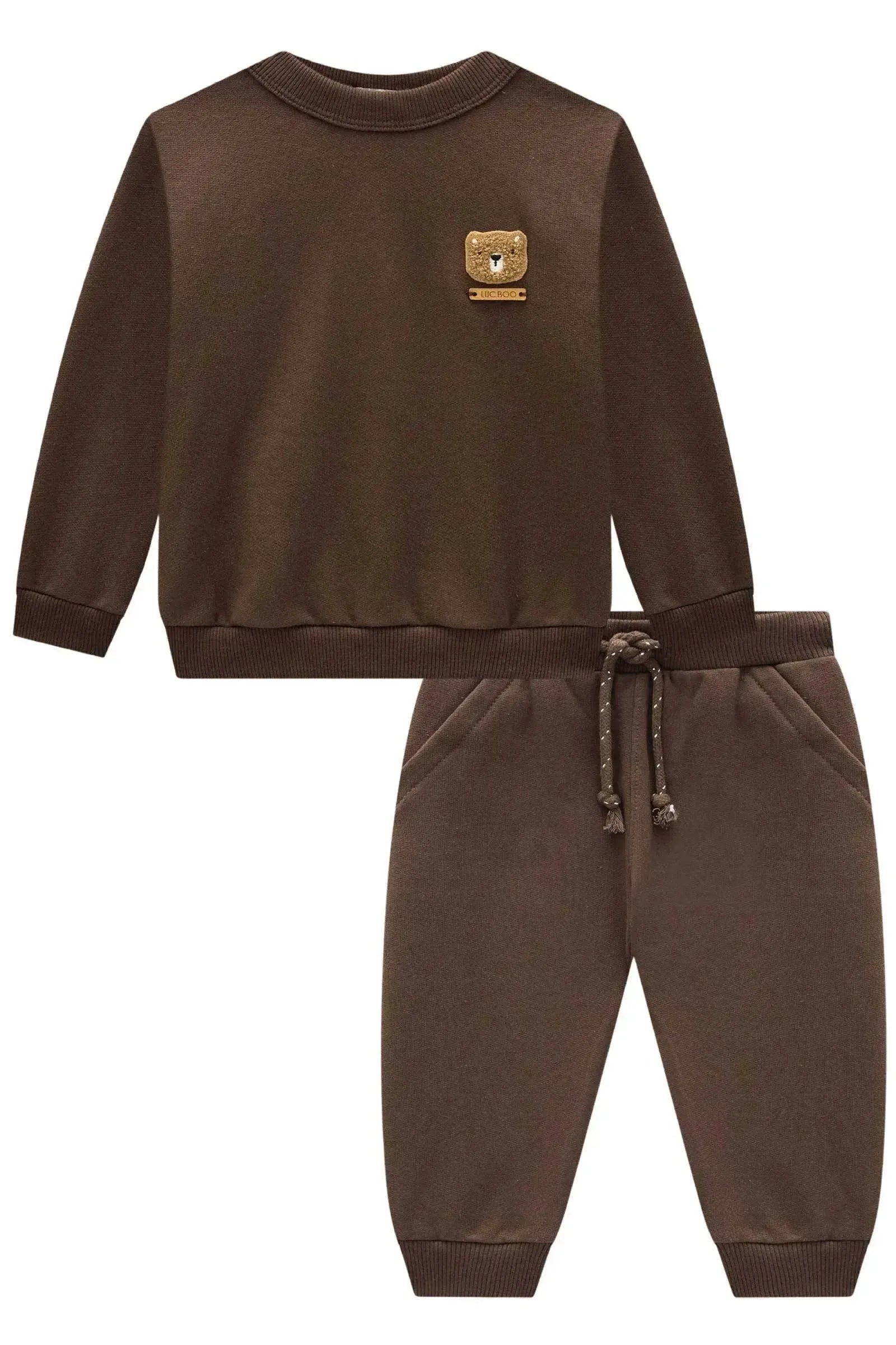 Conjunto de Blusão e Calça Jogger em Moletom com Pelúcia 89741 LucBoo Bebê Menino