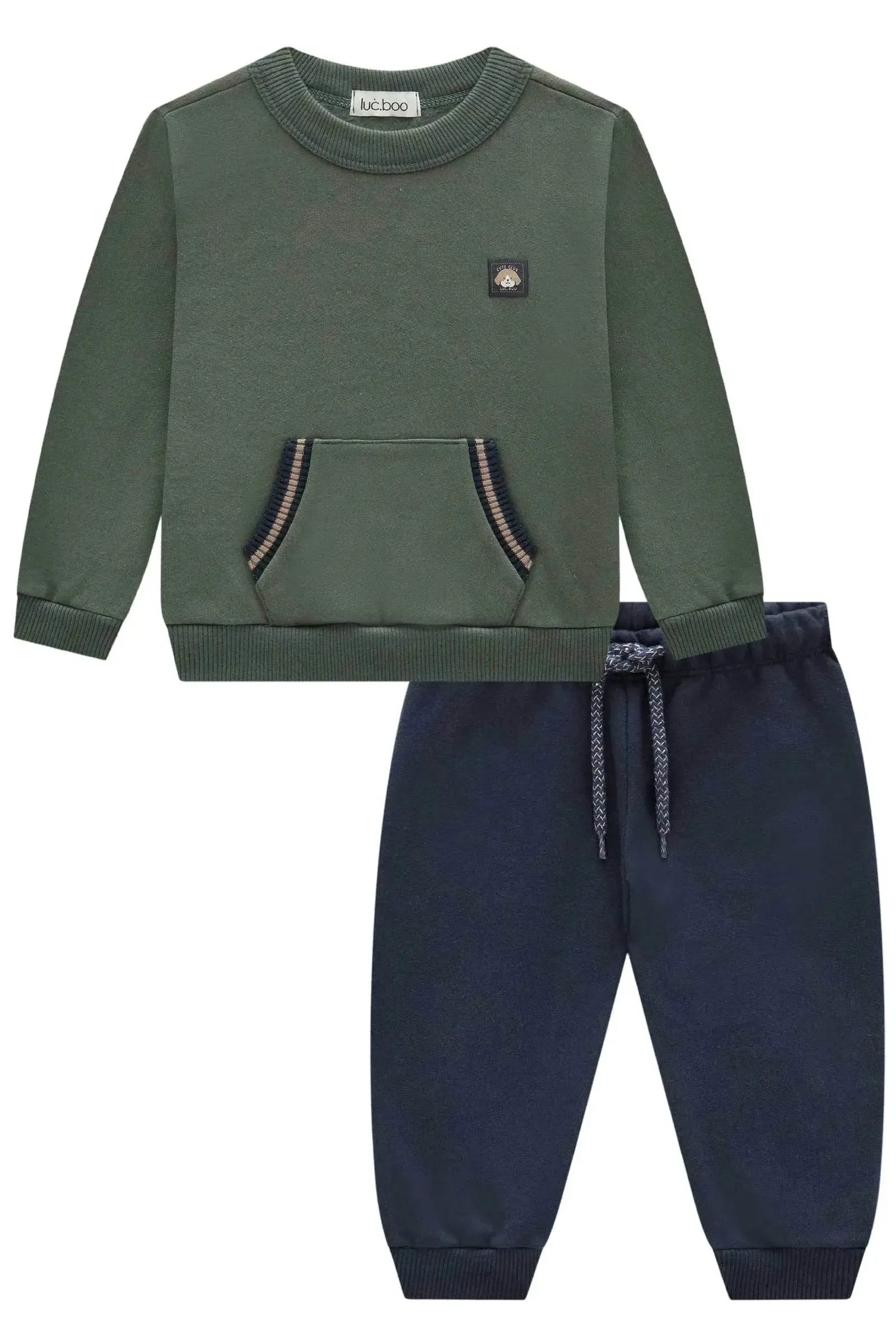 Conjunto de Blusão e Calça Jogger em Moletom com Pelúcia 89744 LucBoo Bebê Menino