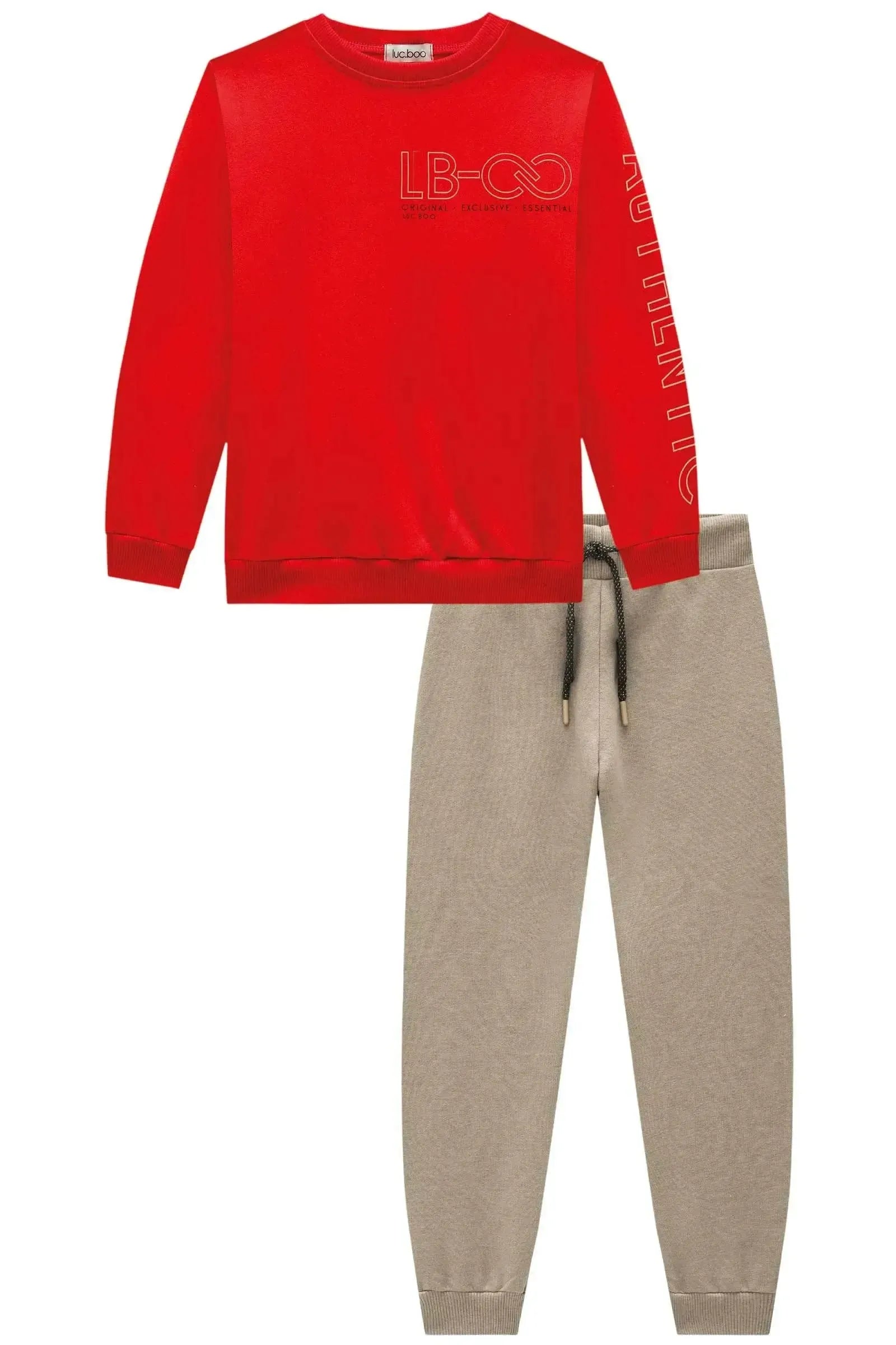 Conjunto de Blusão e Calça Jogger em Moletom com Pelúcia 89782 LucBoo Infantil Menino