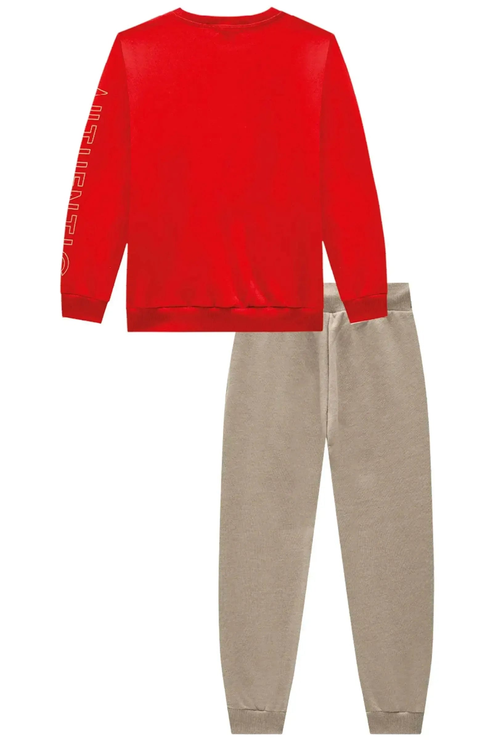 Conjunto de Blusão e Calça Jogger em Moletom com Pelúcia 89782 LucBoo Infantil Menino
