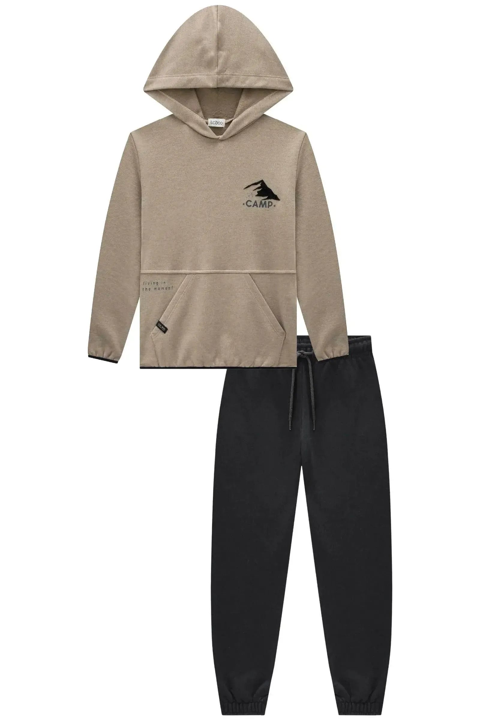 Conjunto de Blusão e Calça Jogger em Moletom com Pelúcia 90115 LucBoo Infantil Menino