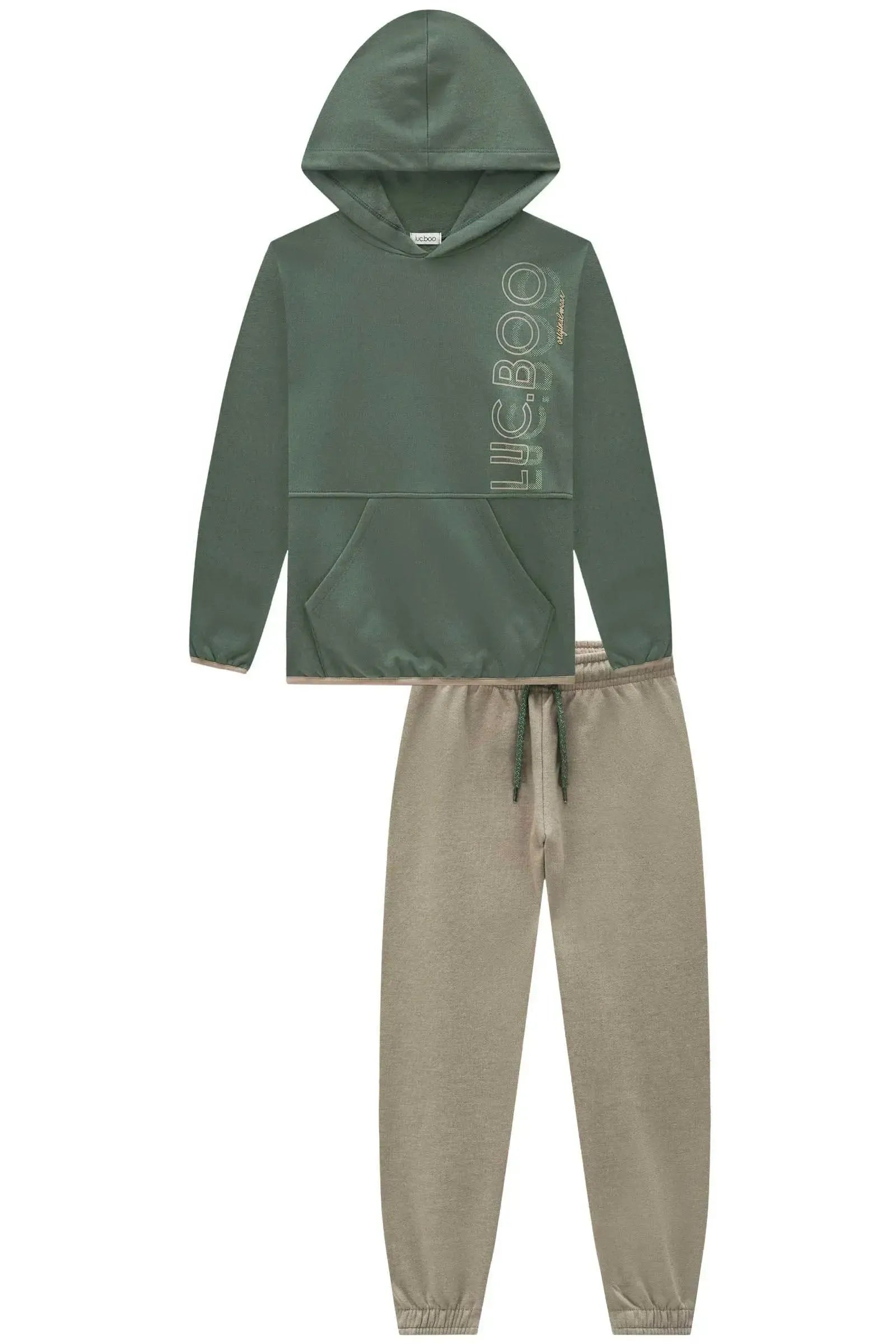 Conjunto de Blusão e Calça Jogger em Moletom com Pelúcia 90119 LucBoo Infantil Menino