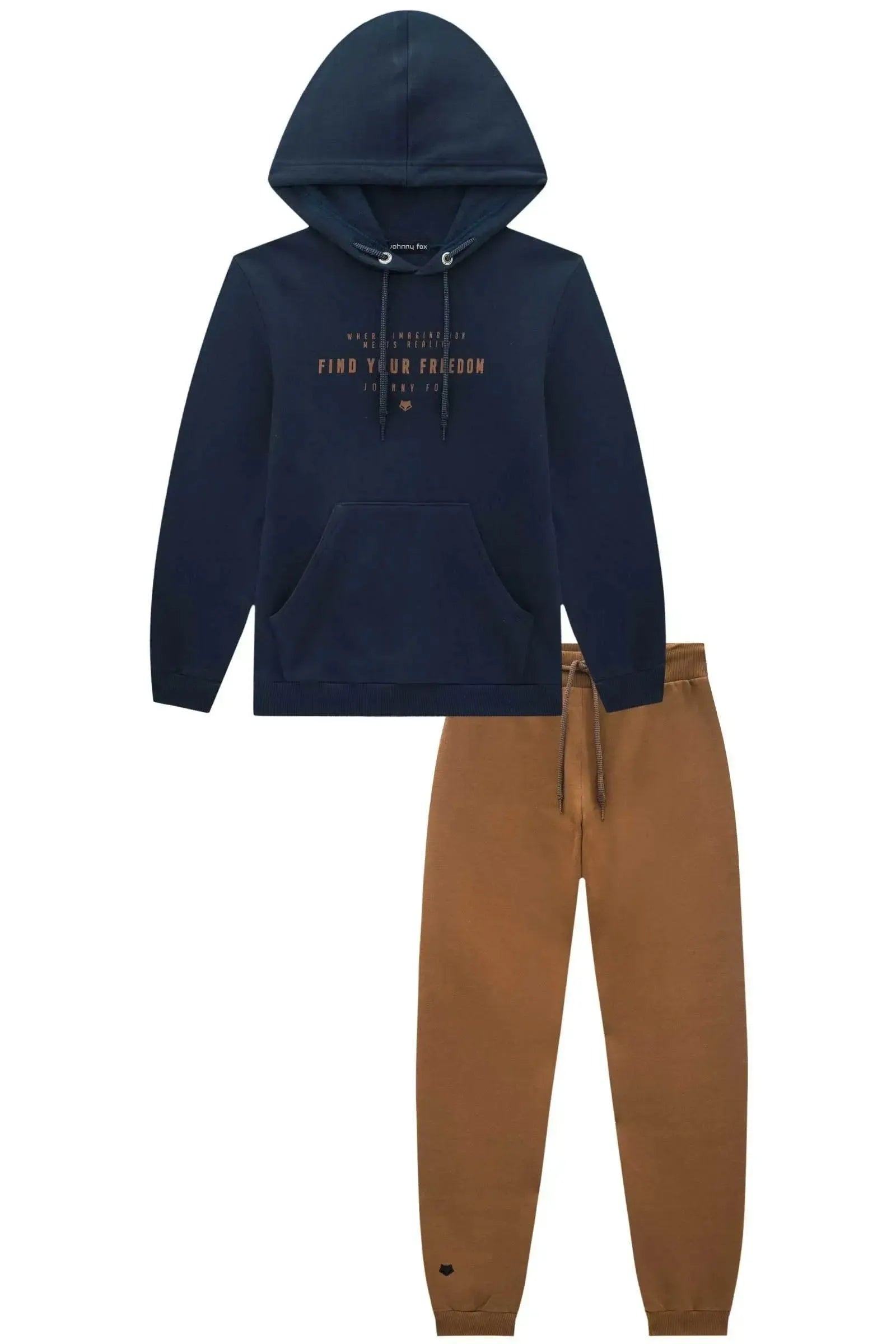 Conjunto de Blusão e Calça Jogger em Moletom com Pelúcia 90301 Johnny Fox Teen Menino