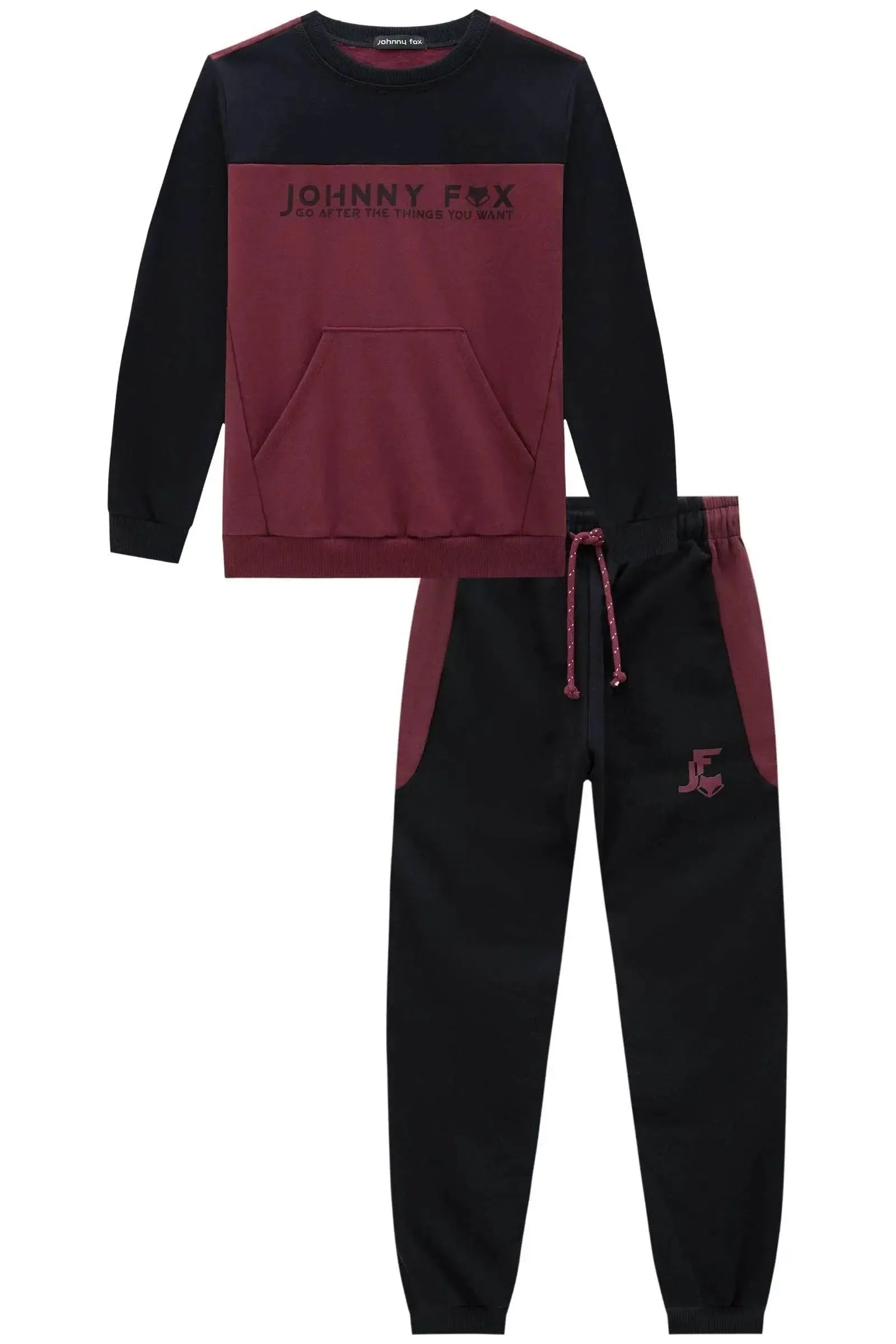 Conjunto de Blusão e Calça Jogger em Moletom com Pelúcia 90475 Johnny Fox Teen Menino