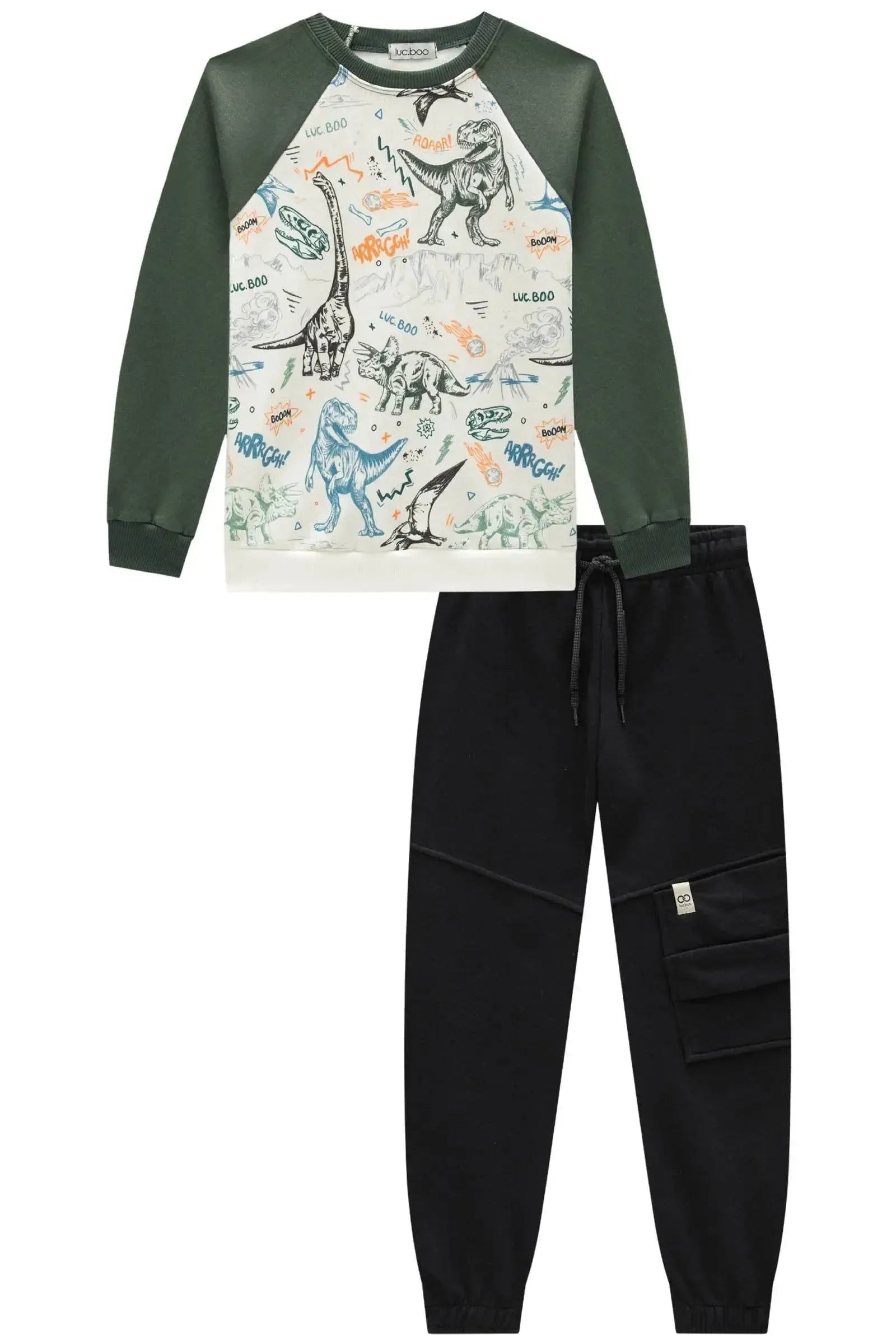 Conjunto de Blusão e Calça Jogger em Moletom com Pelúcia 90726 LucBoo Infantil Menino