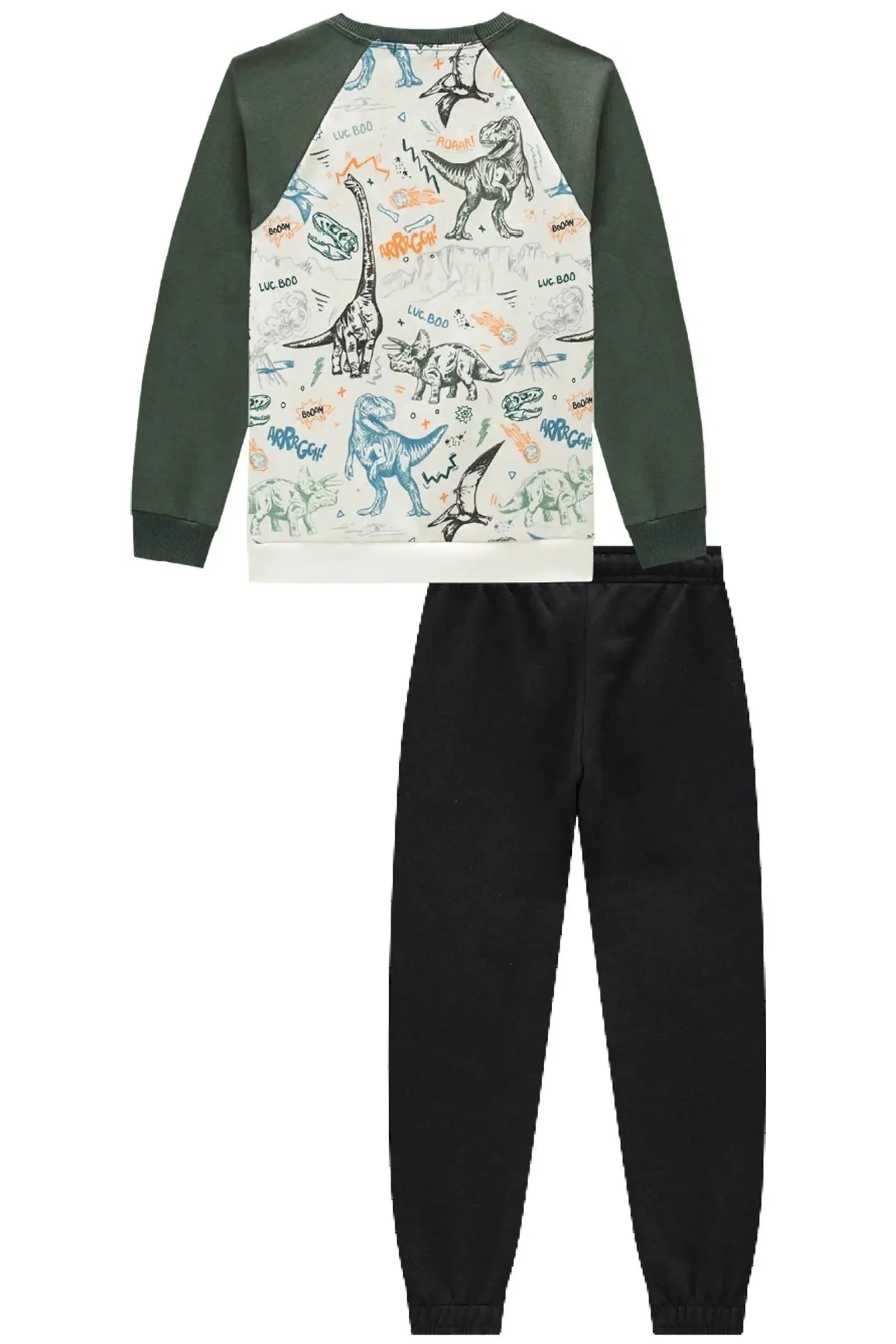 Conjunto de Blusão e Calça Jogger em Moletom com Pelúcia 90726 LucBoo Infantil Menino