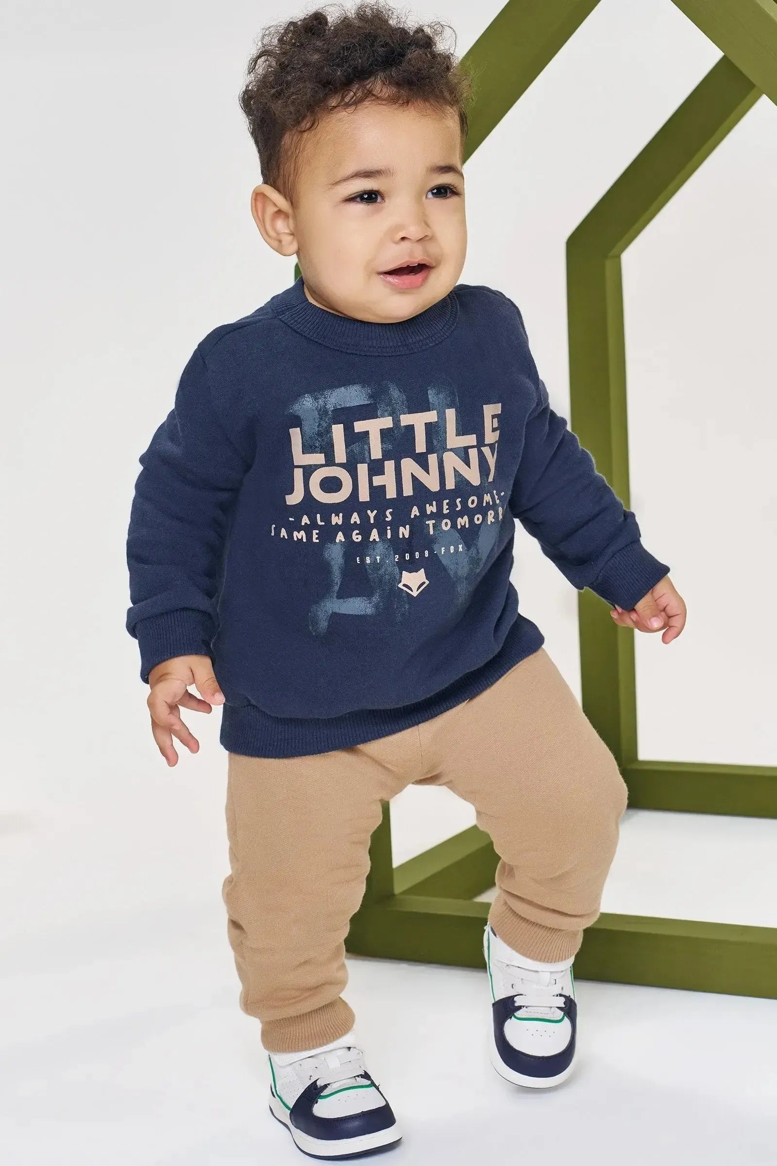 Conjunto de Blusão e Calça Jogger em Moletom com Pelúcia 90956 Johnny Fox Bebê Menino