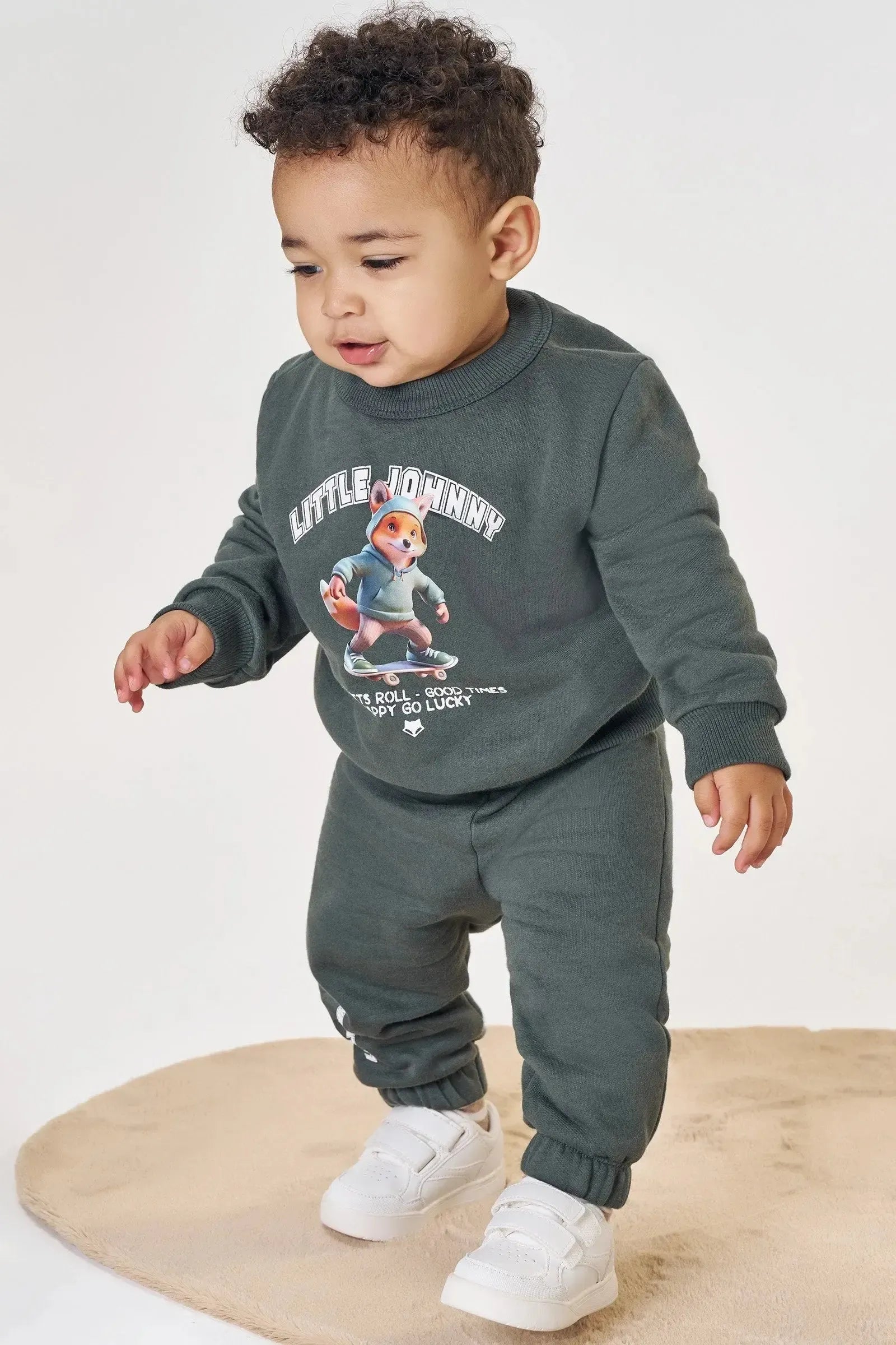 Conjunto de Blusão e Calça Jogger em Moletom com Pelúcia 91821 Johnny Fox Bebê Menino