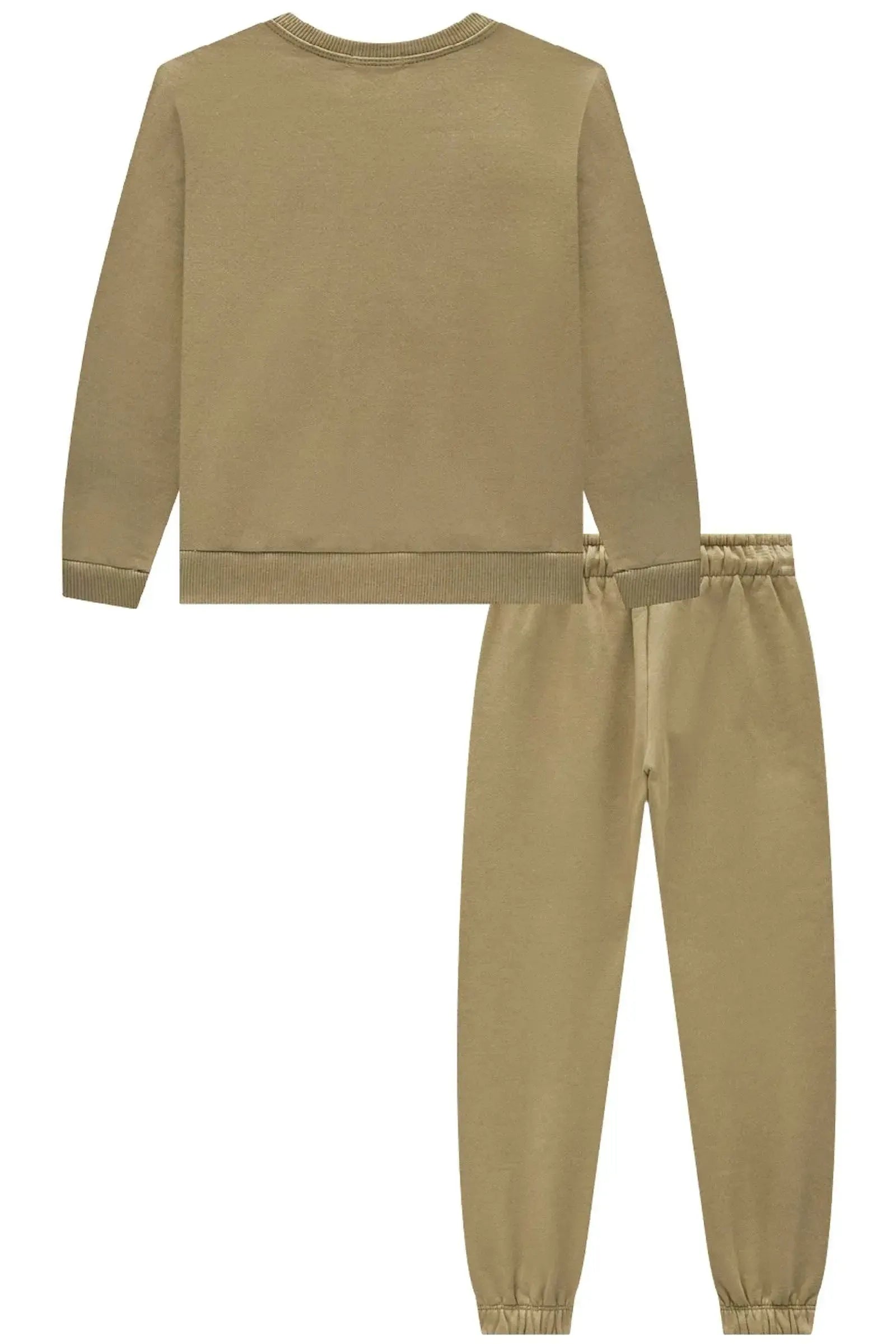Conjunto de Blusão e Calça Jogger em Moletom com Pelúcia 91944 Infanti Infantil Menina