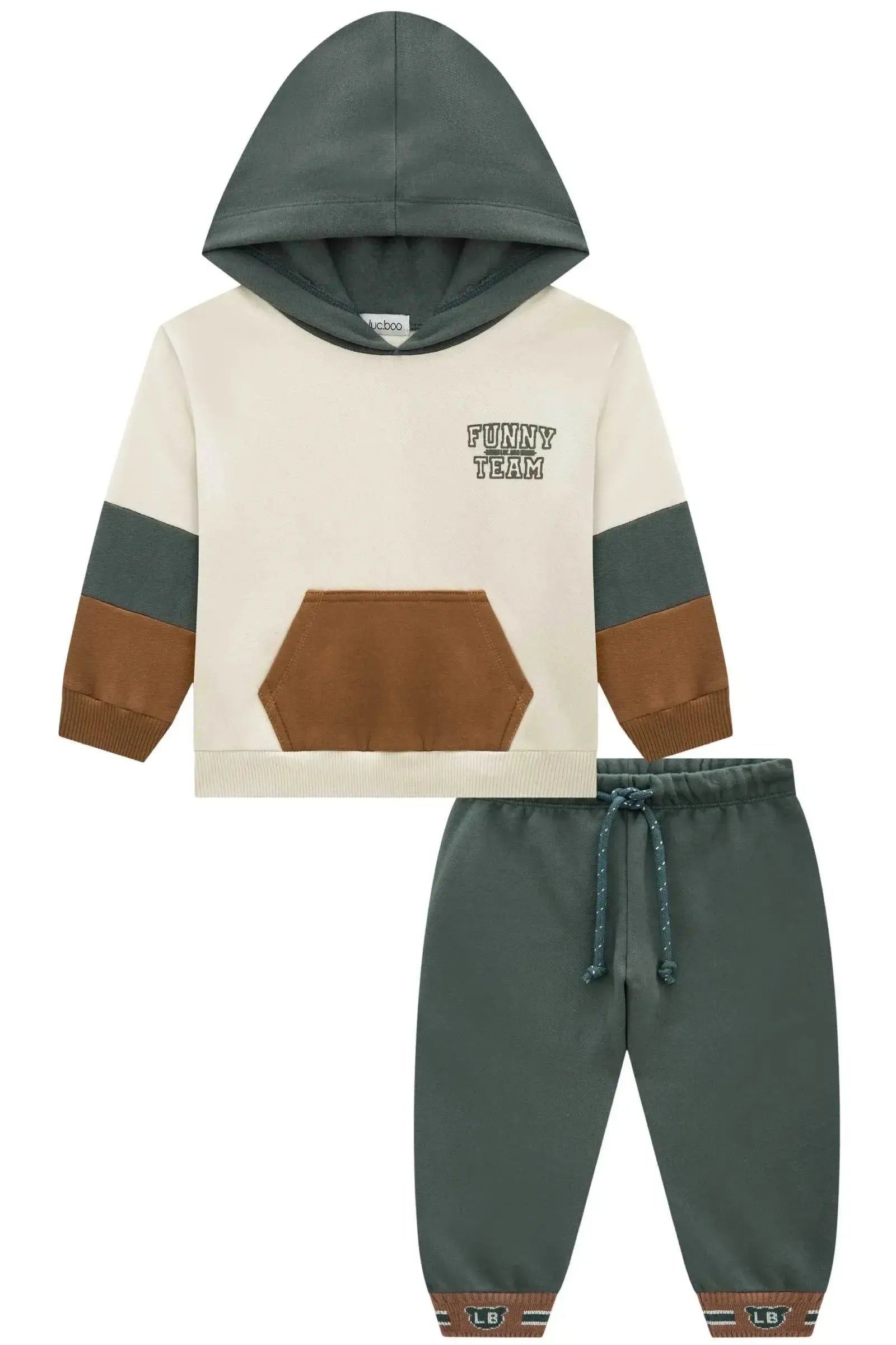Conjunto de Blusão e Calça Jogger em Moletom com Pelúcia 92104 LucBoo Bebê Menino
