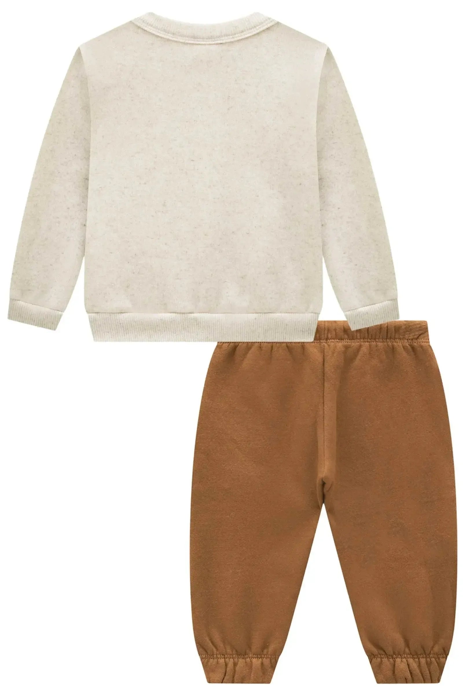 Conjunto de Blusão e Calça Jogger em Moletom Linho com Pelúcia 91838 Johnny Fox Bebê Menino