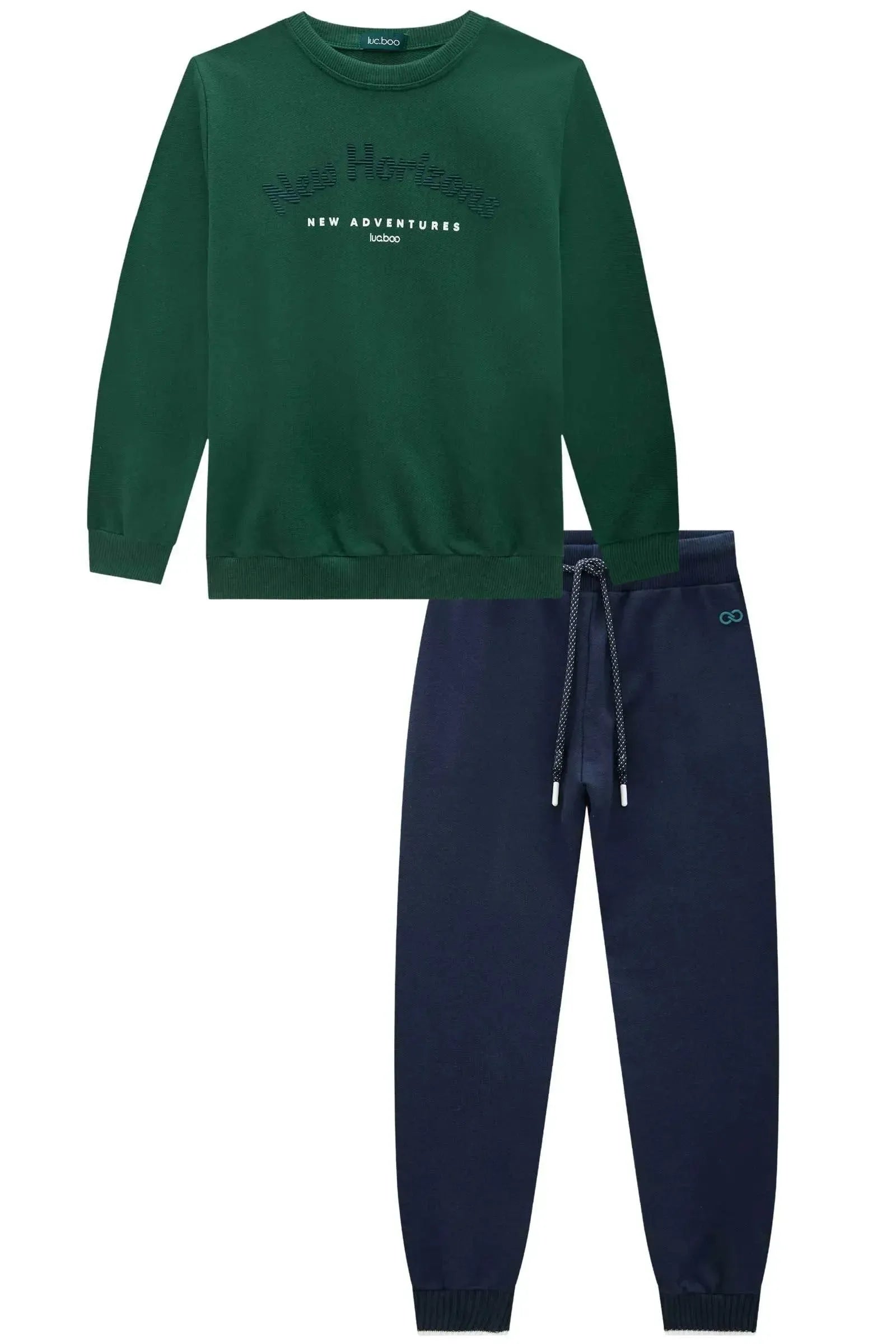 Conjunto de Blusão e Calça Jogger em Moletom sem Pelúcia 89783 LucBoo Infantil Menino