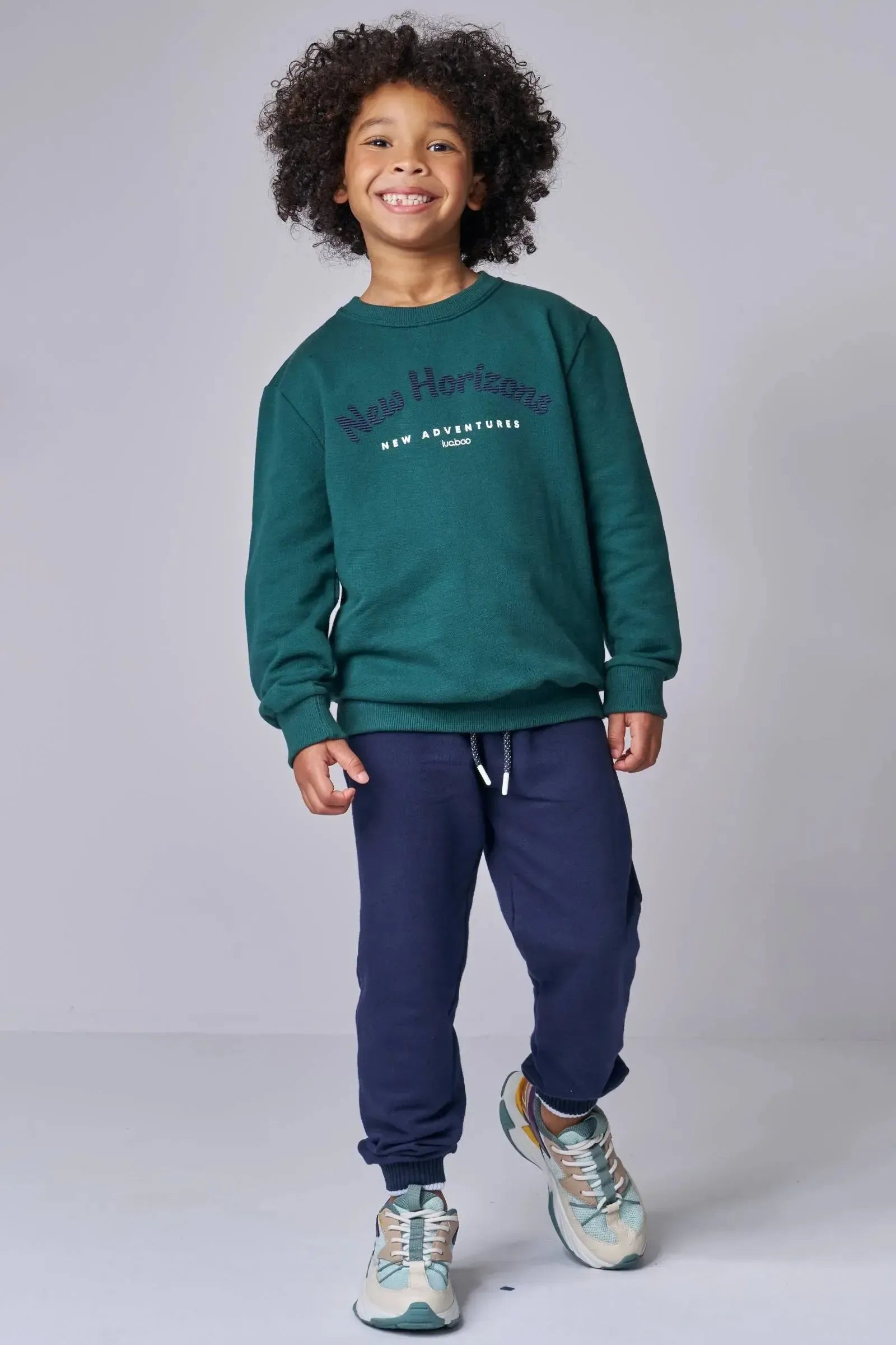 Conjunto de Blusão e Calça Jogger em Moletom sem Pelúcia 89783 LucBoo Infantil Menino