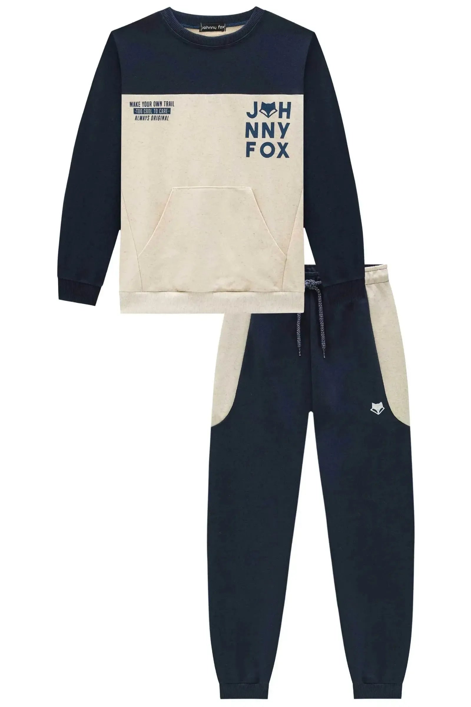 Conjunto de Blusão e Calça Jogger em Moletom sem Pelúcia 90630 Johnny Fox Teen Menino